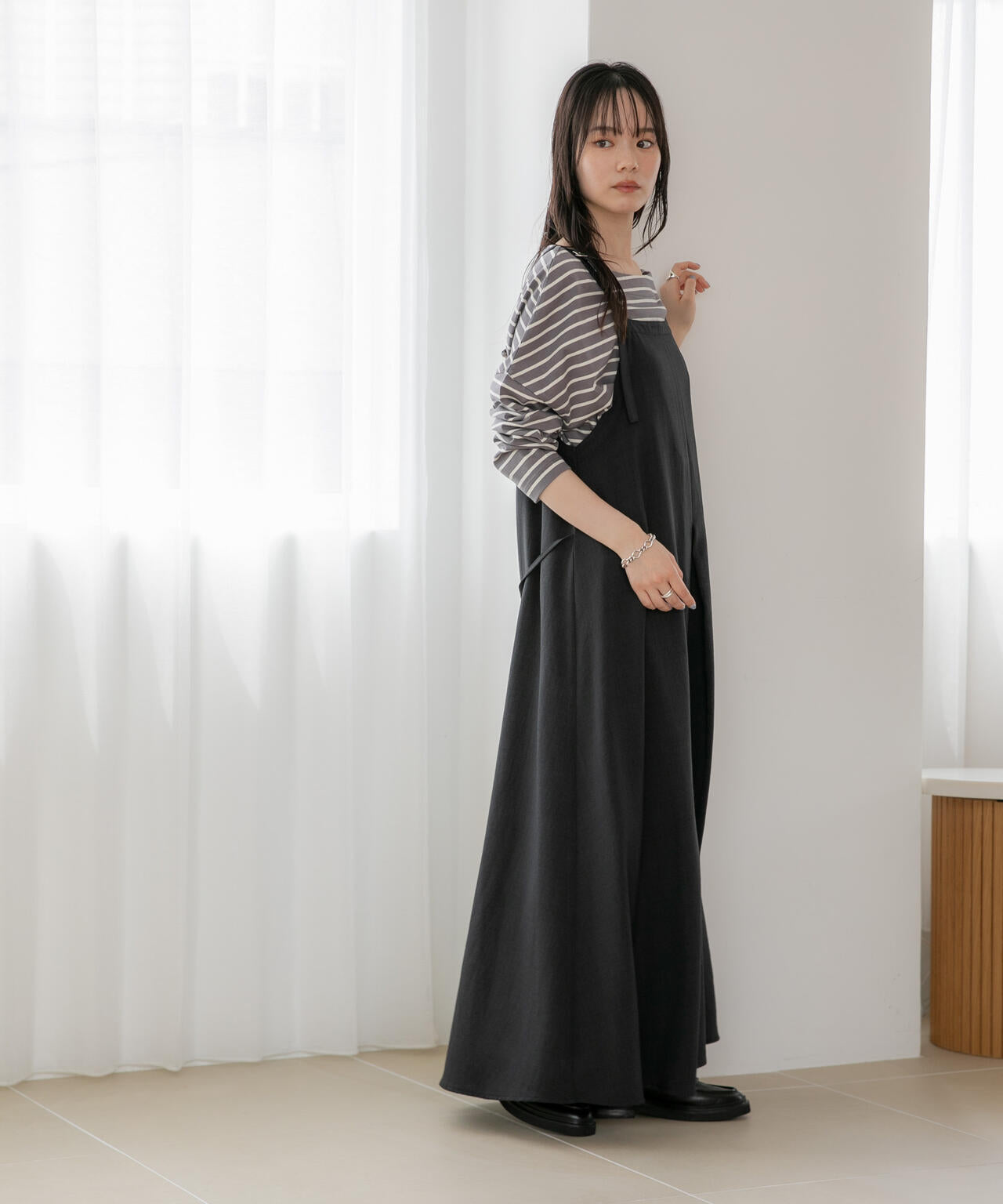 WEB限定/多機能素材 前後2wayショルダーストラップワンピース 6736219302