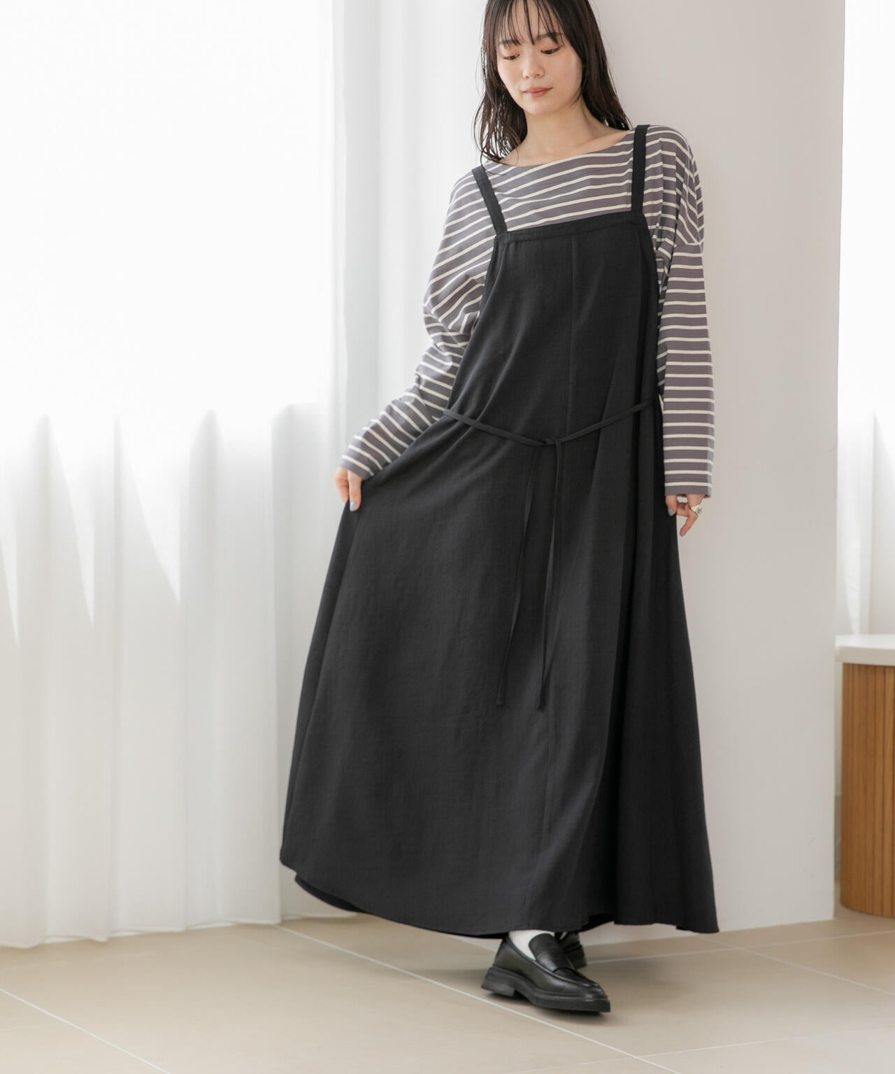 WEB限定/多機能素材 前後2wayショルダーストラップワンピース 6736219302