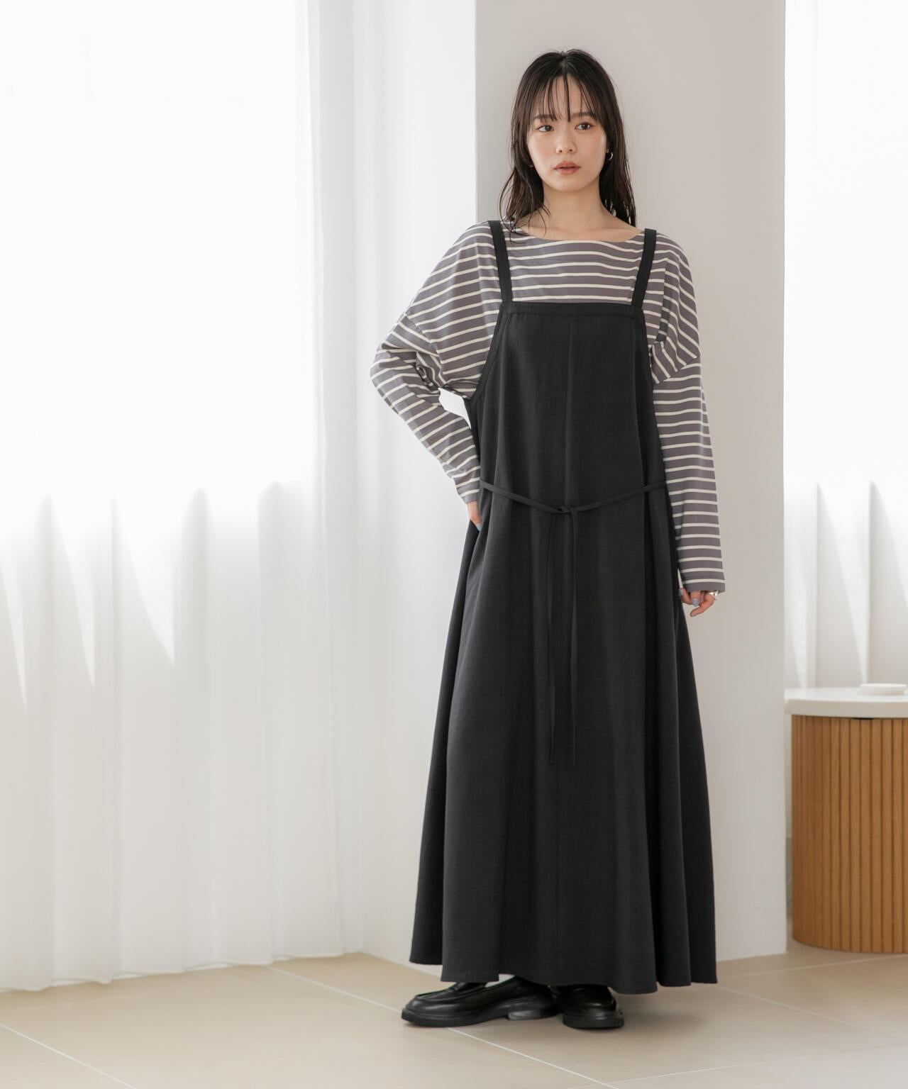 WEB限定/多機能素材 前後2wayショルダーストラップワンピース 6736219302
