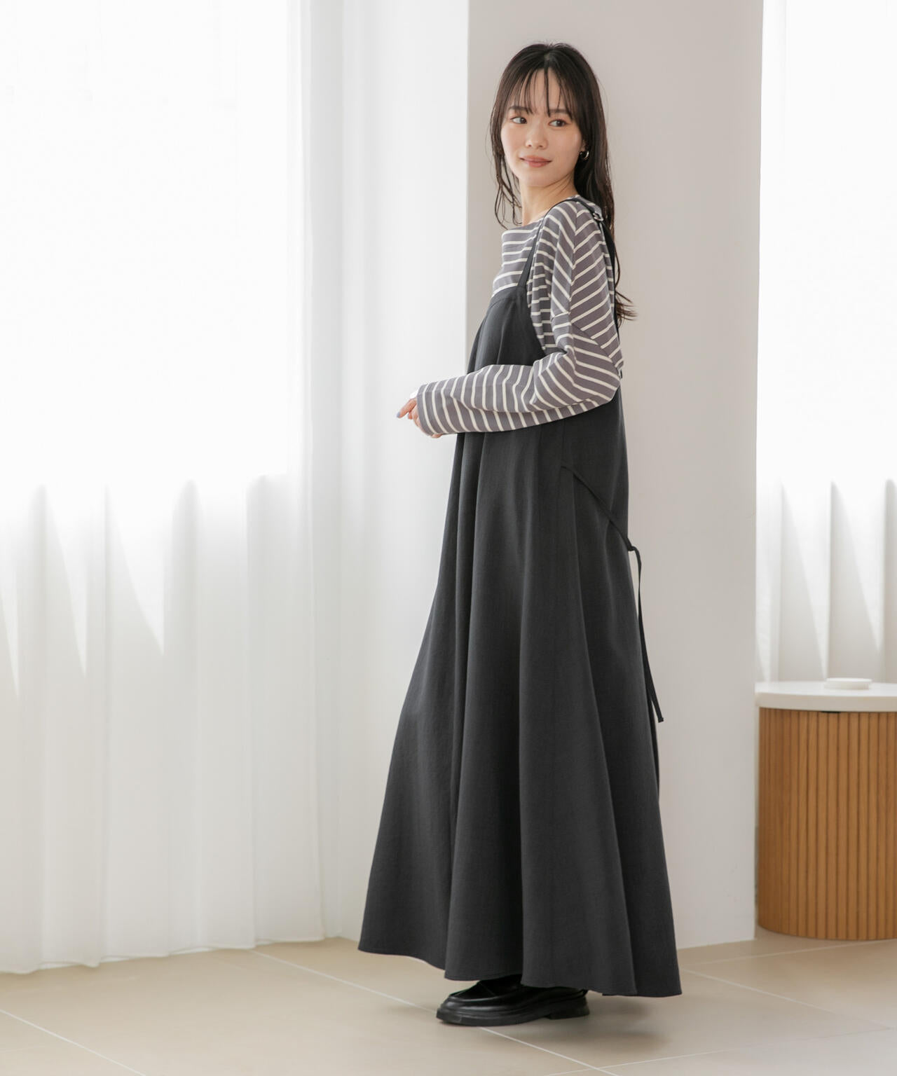 WEB限定/多機能素材 前後2wayショルダーストラップワンピース 6736219302