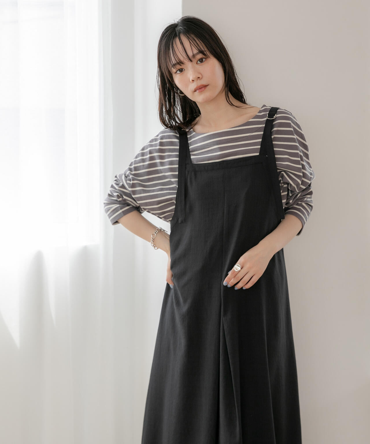 WEB限定/多機能素材 前後2wayショルダーストラップワンピース 6736219302