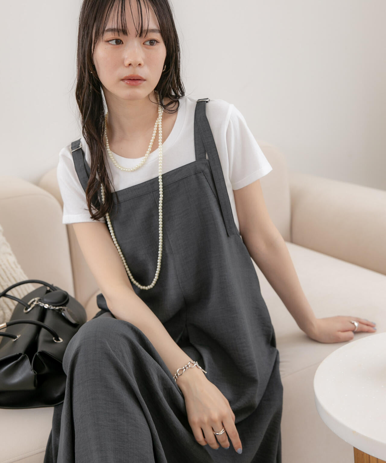 WEB限定/多機能素材 前後2wayショルダーストラップワンピース 6736219302