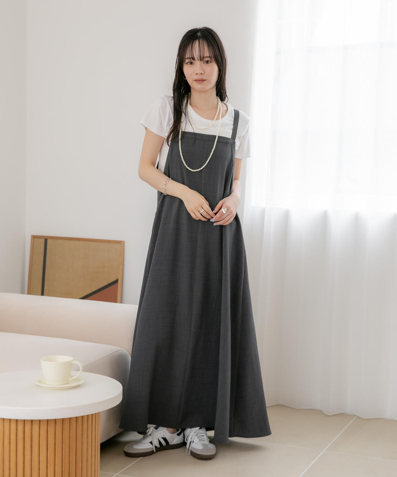 WEB限定/多機能素材 前後2wayショルダーストラップワンピース 6736219302