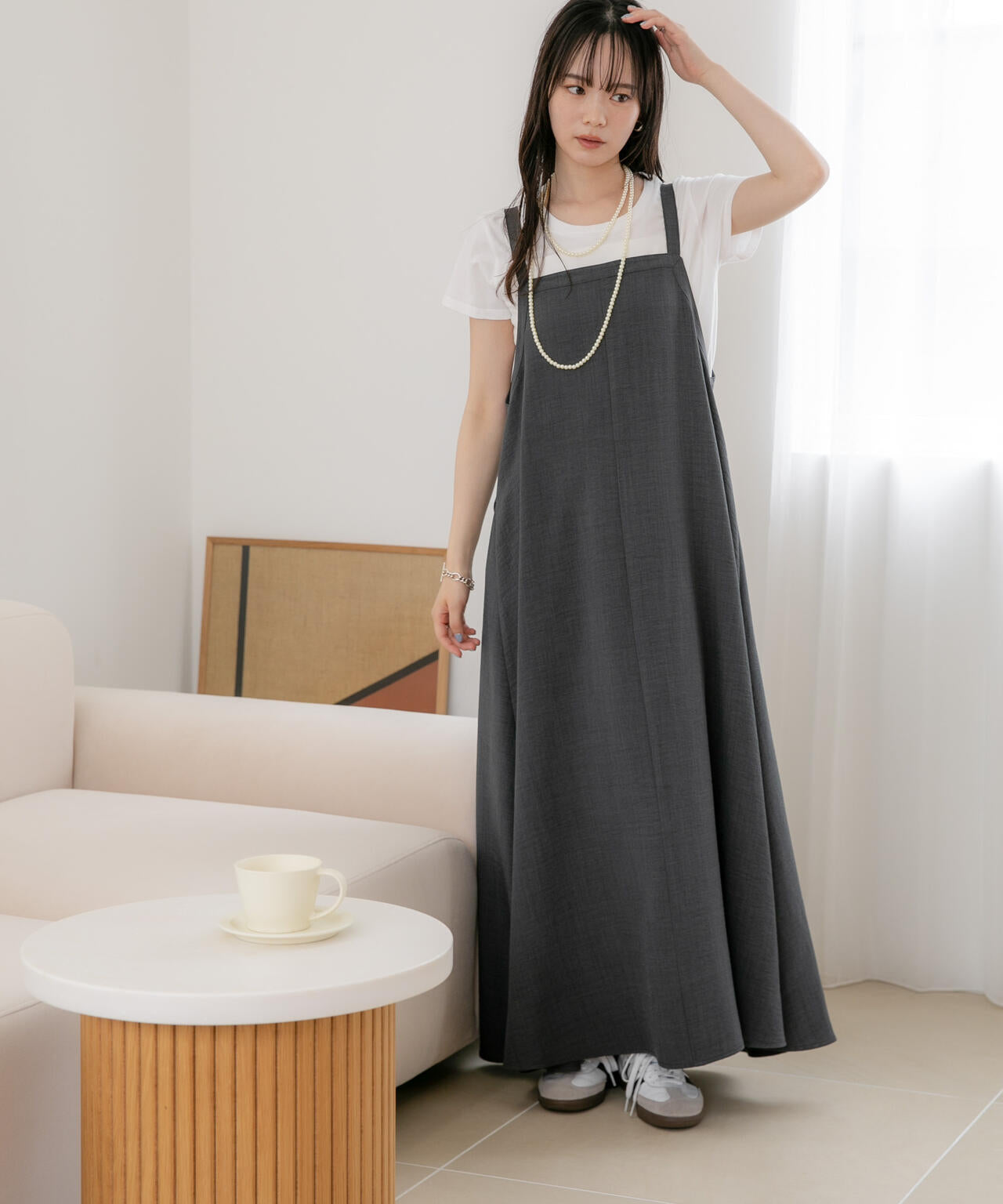 WEB限定/多機能素材 前後2wayショルダーストラップワンピース 6736219302