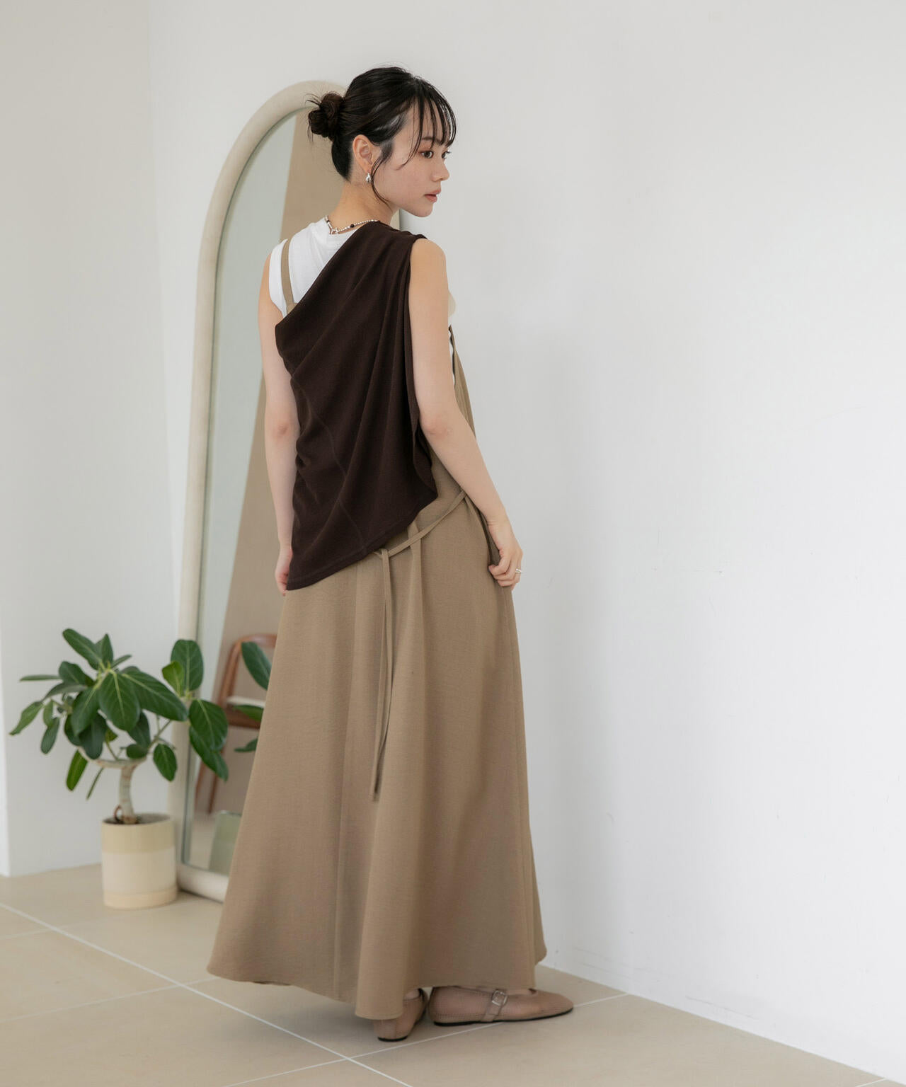WEB限定/多機能素材 前後2wayショルダーストラップワンピース 6736219302