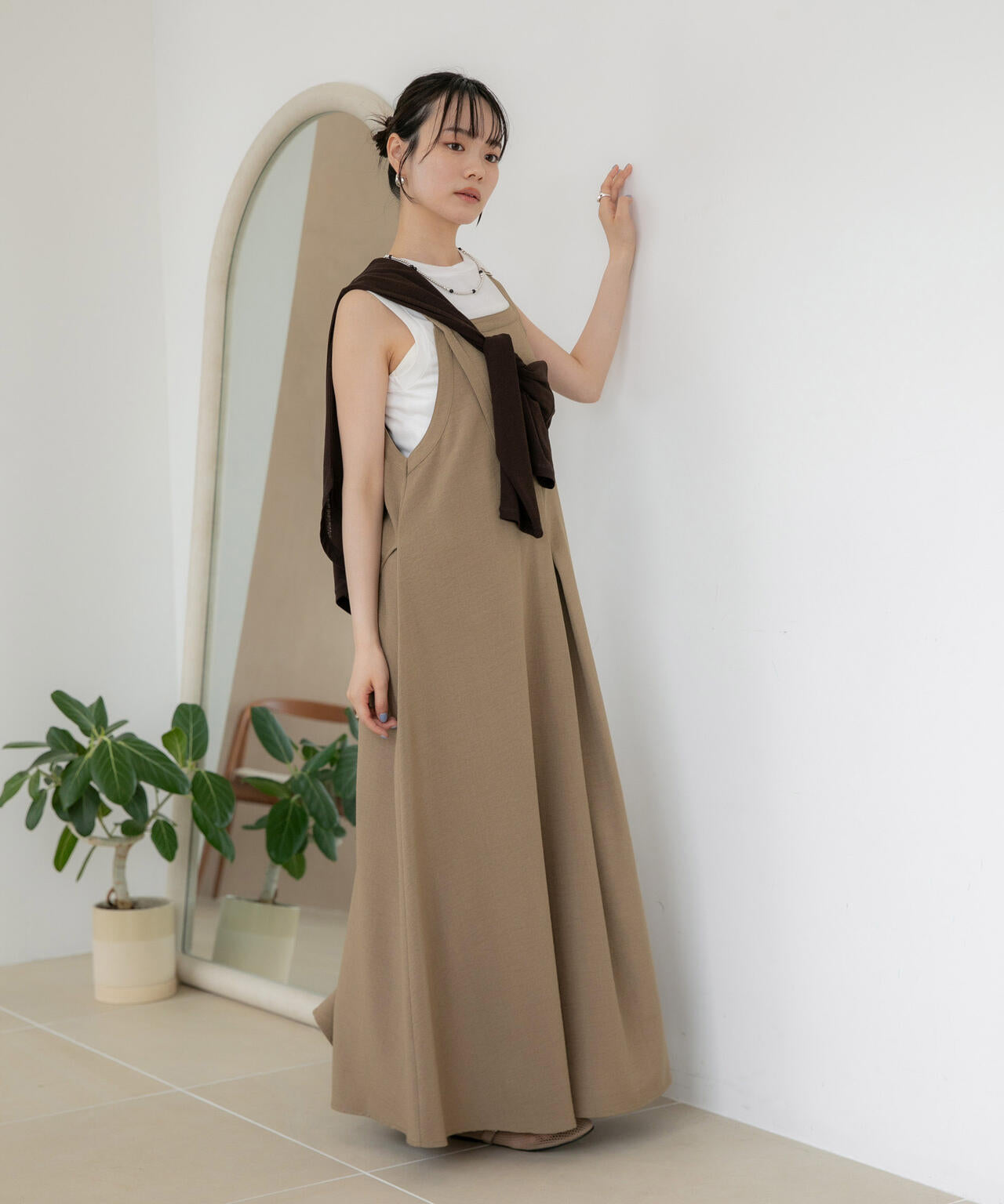 WEB限定/多機能素材 前後2wayショルダーストラップワンピース 6736219302