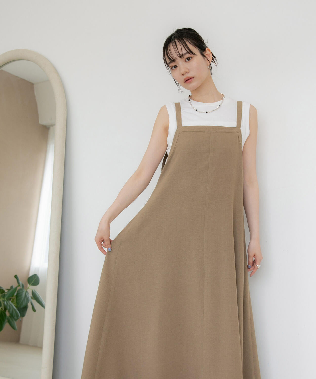 WEB限定/多機能素材 前後2wayショルダーストラップワンピース 6736219302
