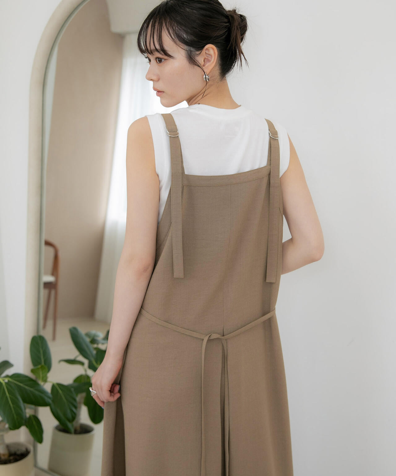 WEB限定/多機能素材 前後2wayショルダーストラップワンピース 6736219302