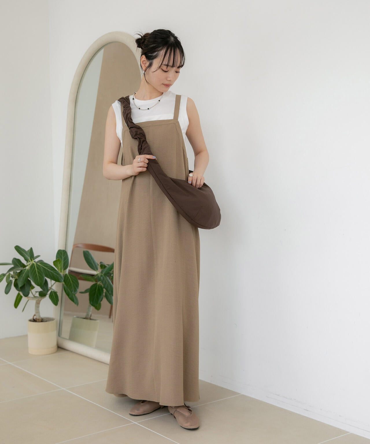 WEB限定/多機能素材 前後2wayショルダーストラップワンピース 6736219302