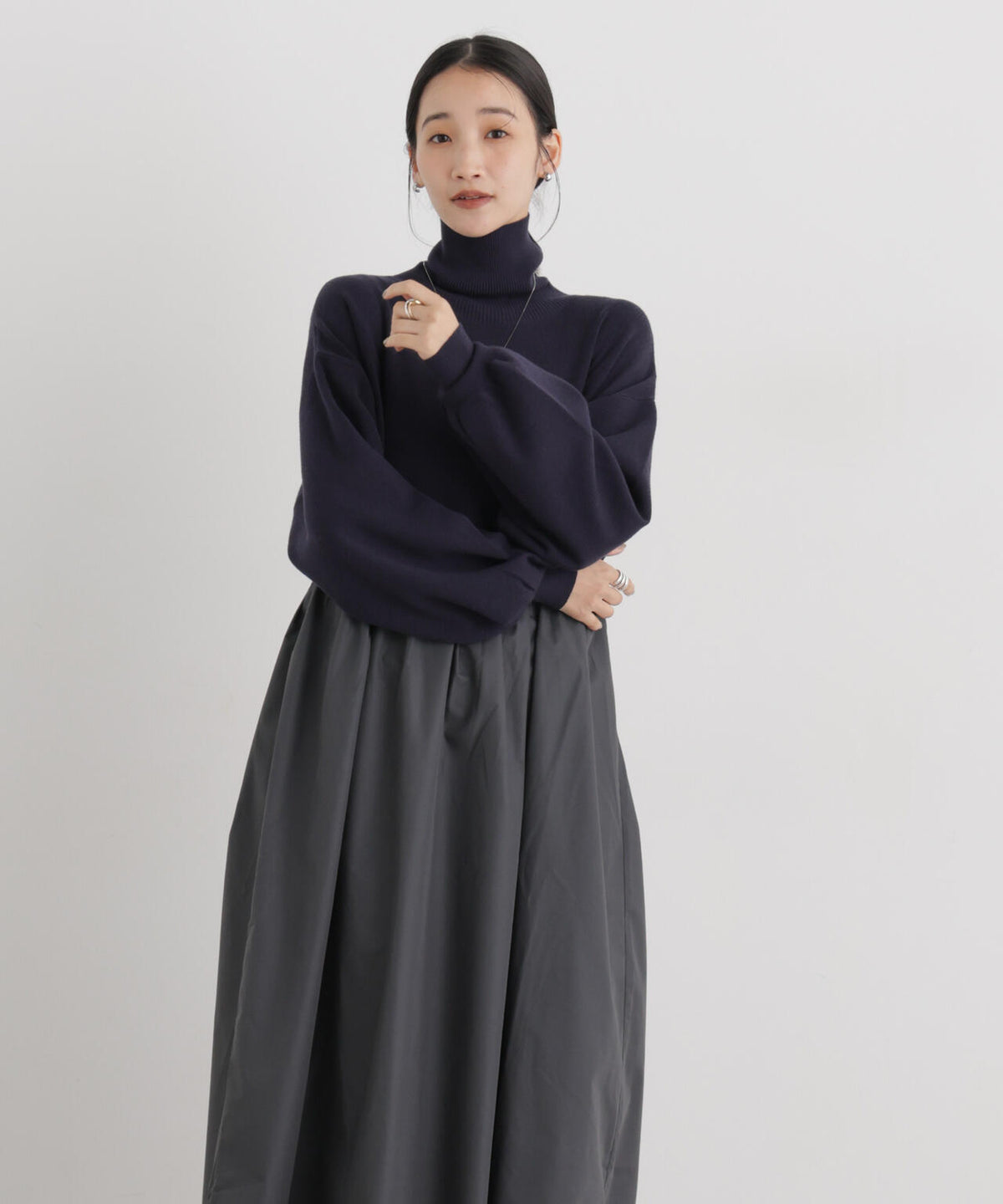 異素材コンビドッキングタートルワンピース 6736219311