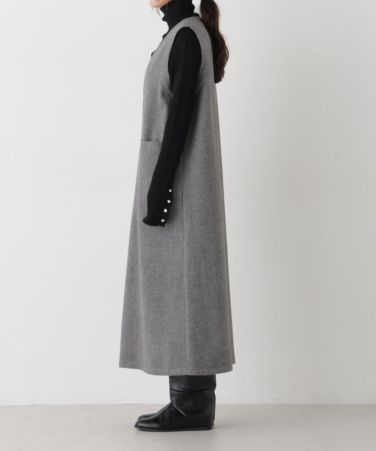 ネップツイードVネックジャンパースカート(セットアップ可) 6736219316