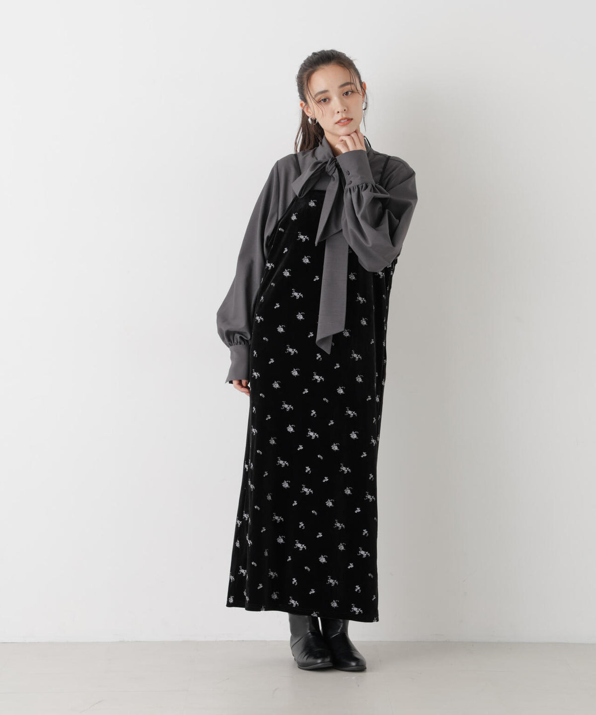 刺繍ベロアキャミソールワンピース(セットアップ可) 6736219317