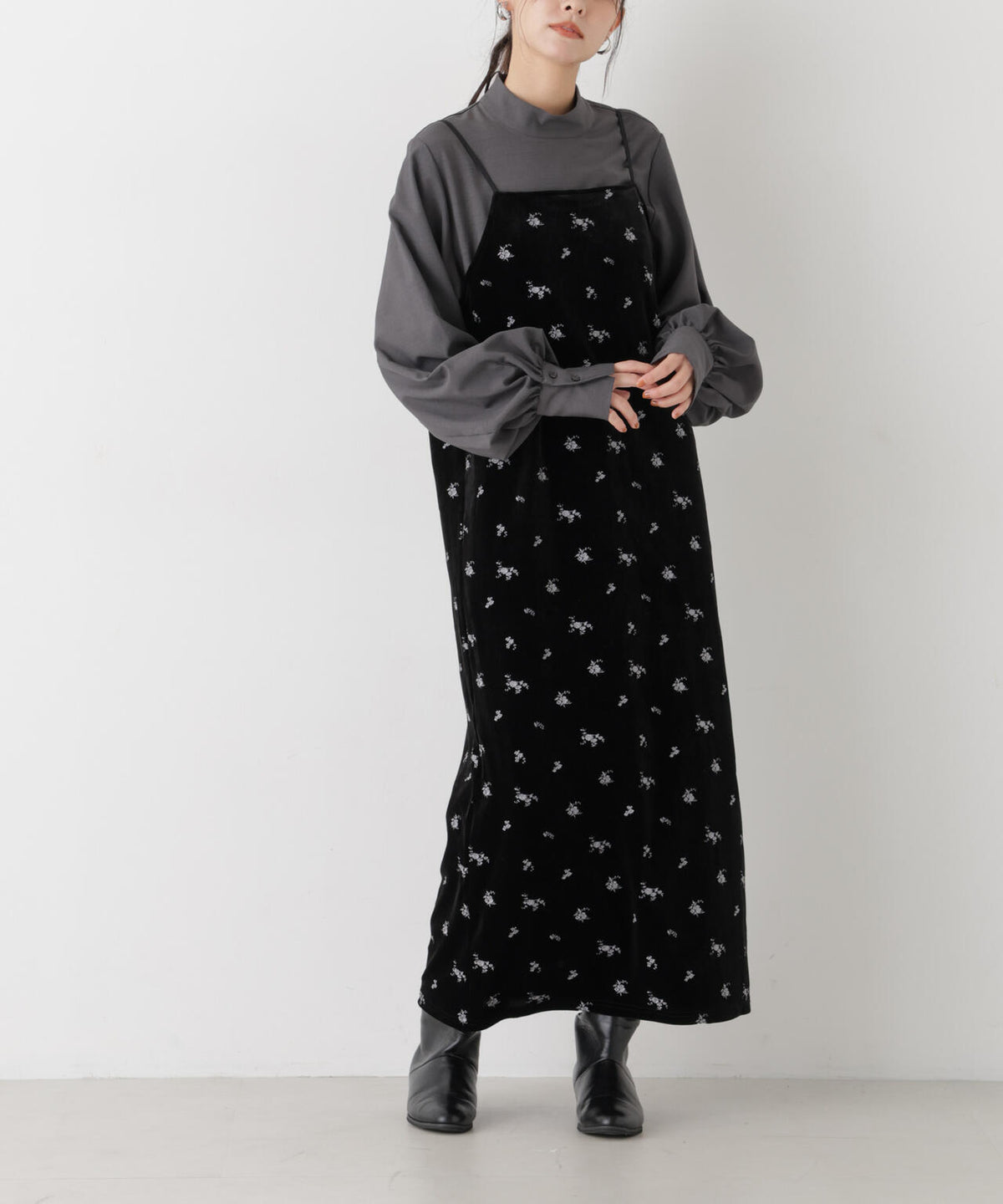 刺繍ベロアキャミソールワンピース(セットアップ可) 6736219317
