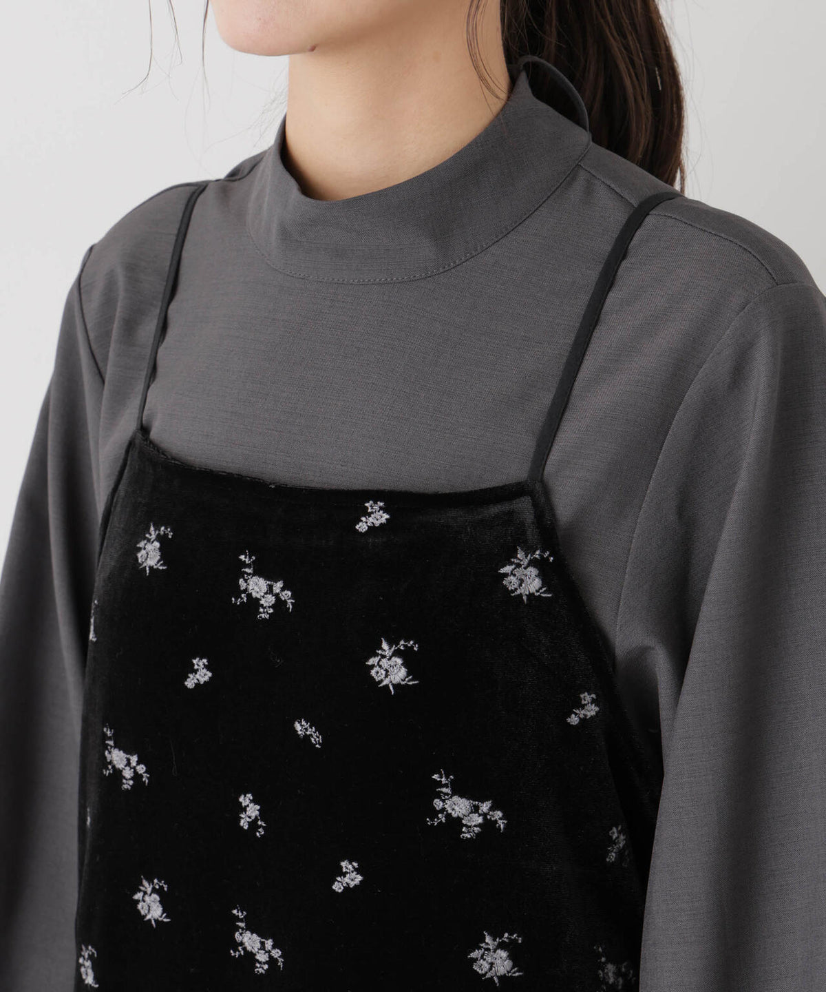 刺繍ベロアキャミソールワンピース(セットアップ可) 6736219317