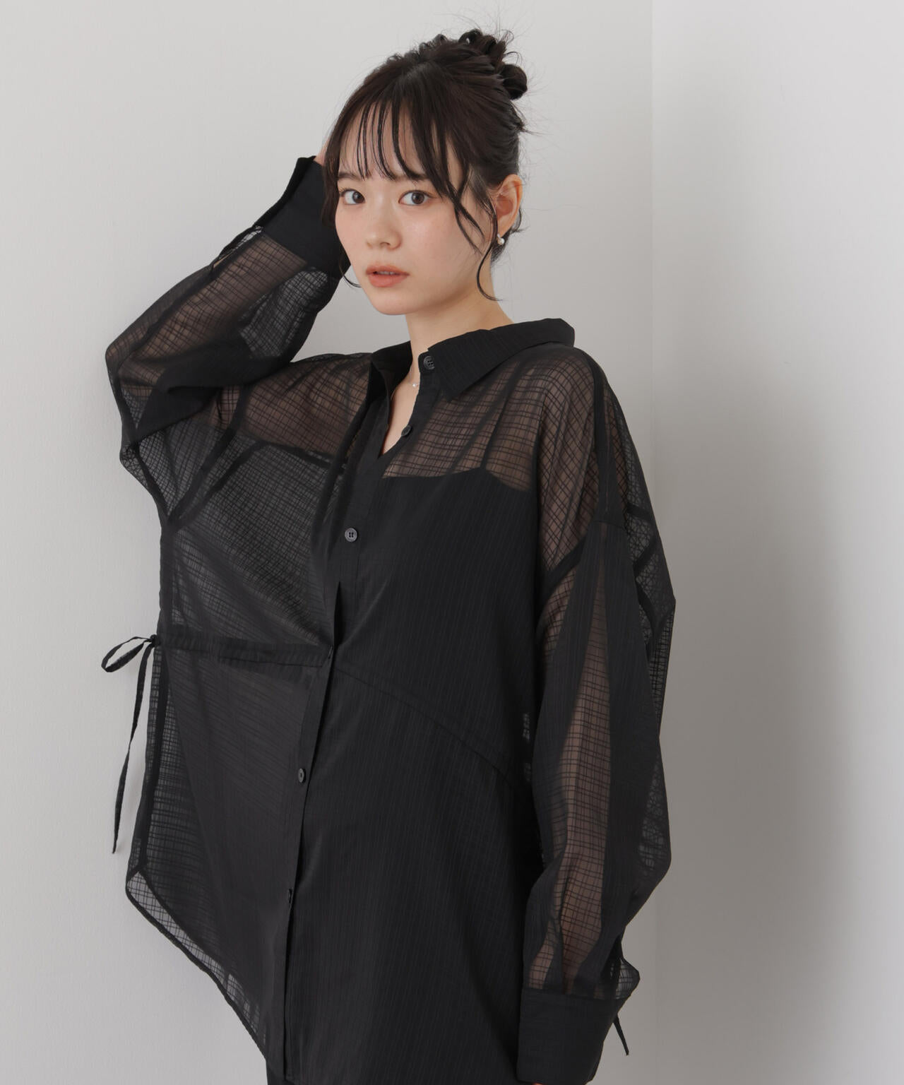 シアーチェックドロストシャツ 6736220303