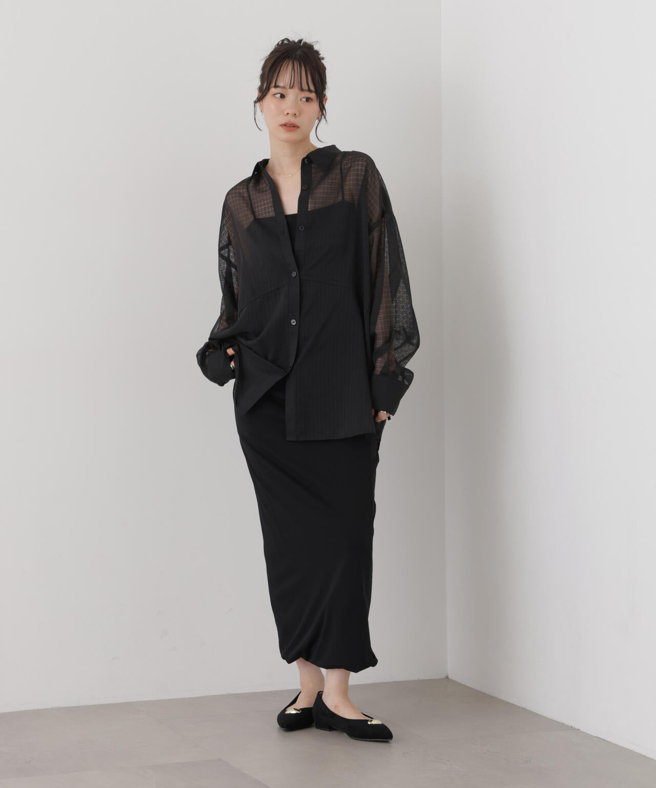 シアーチェックドロストシャツ 6736220303