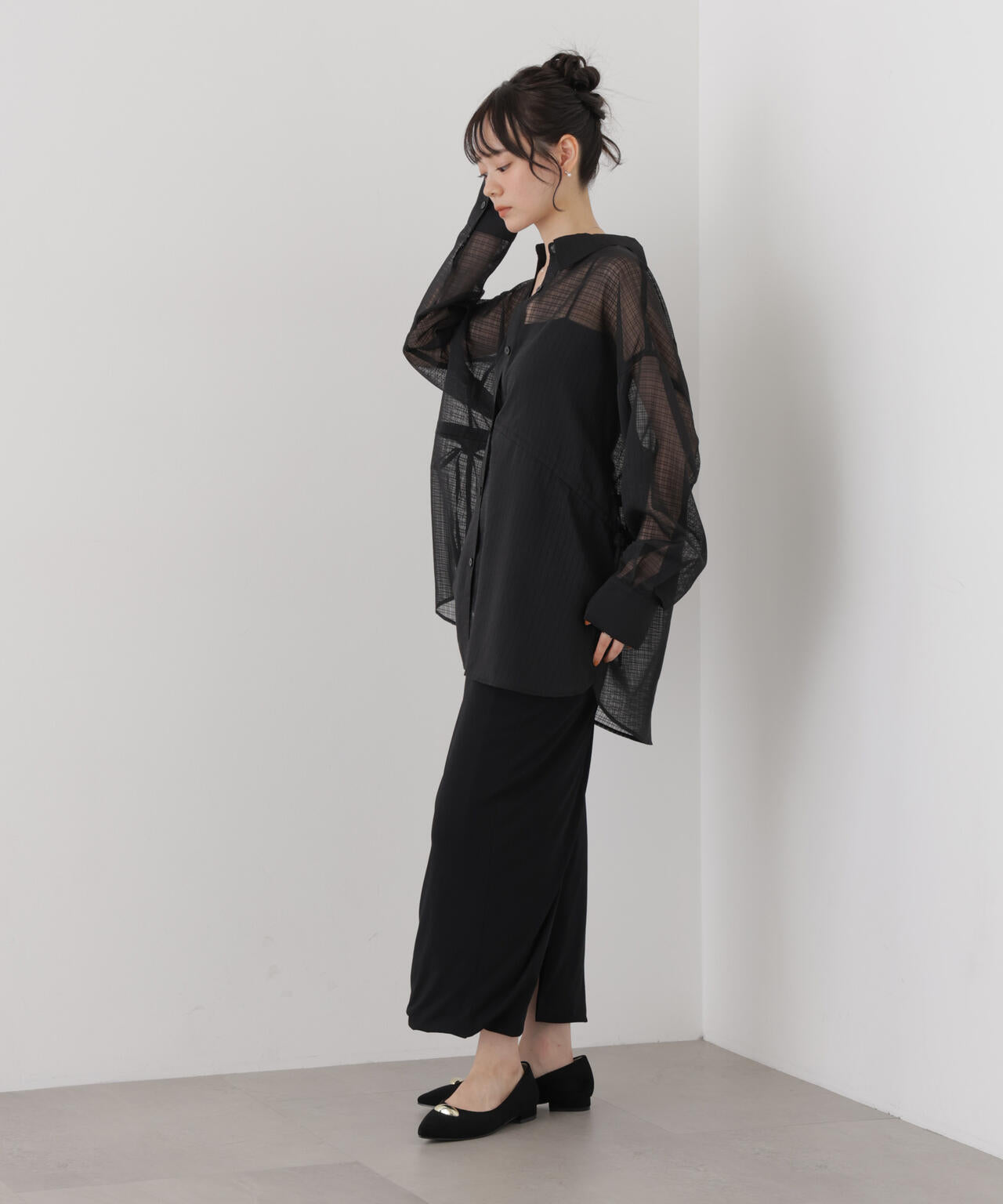 シアーチェックドロストシャツ 6736220303
