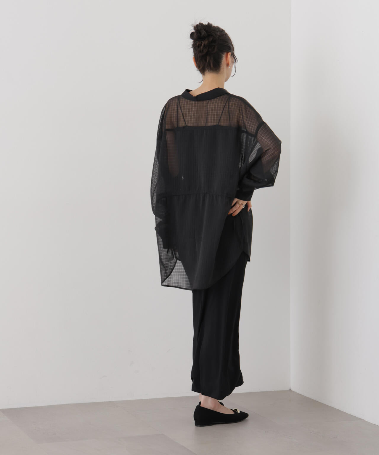シアーチェックドロストシャツ 6736220303
