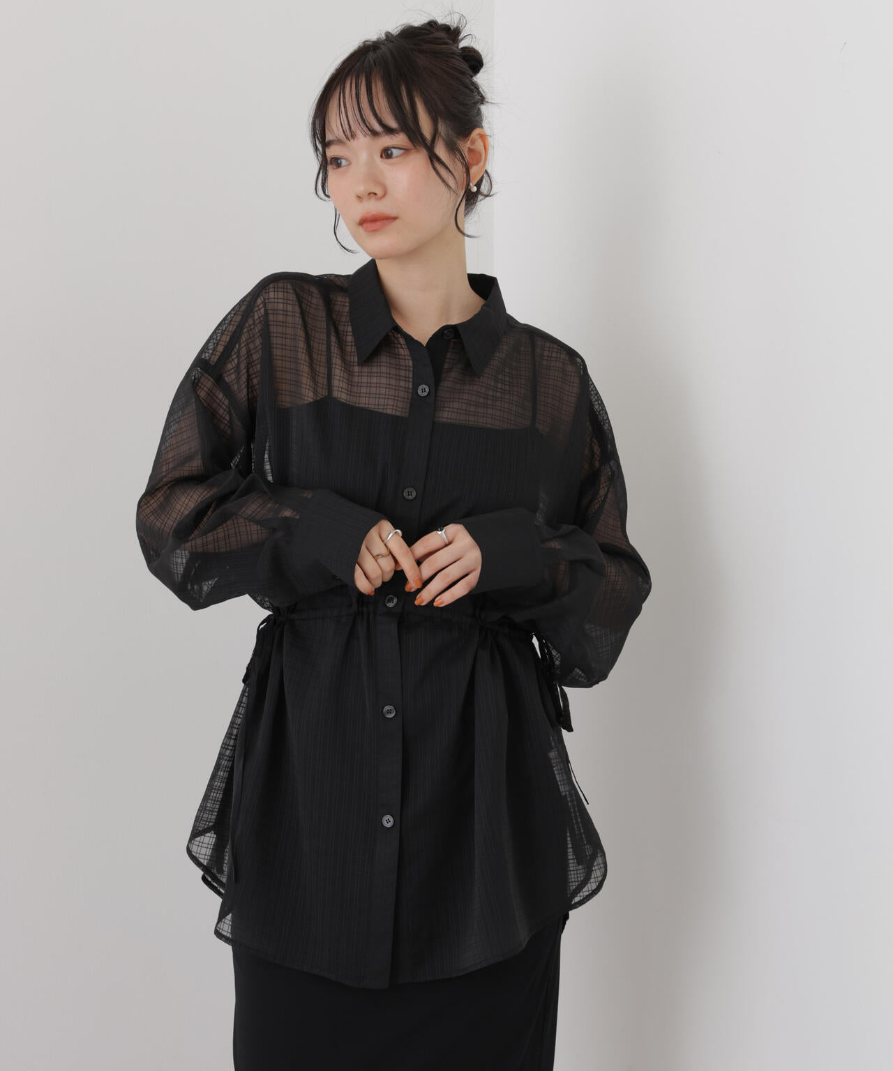 シアーチェックドロストシャツ 6736220303