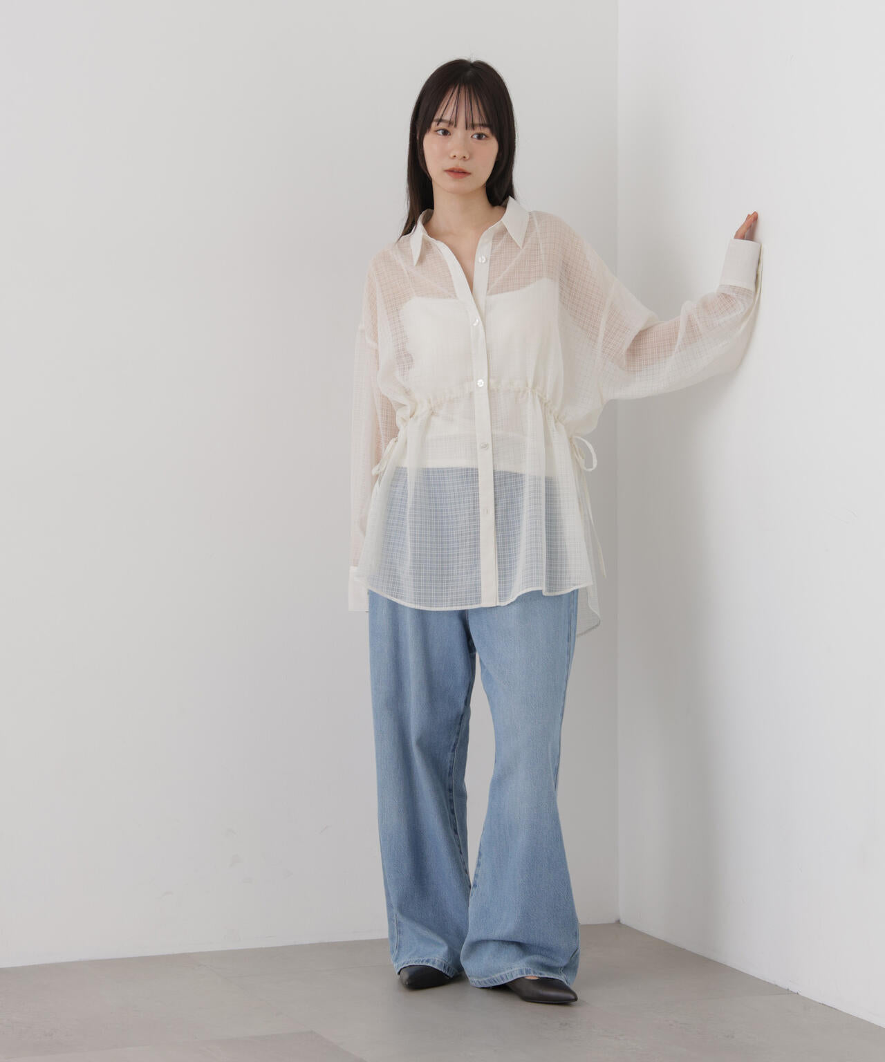シアーチェックドロストシャツ 6736220303