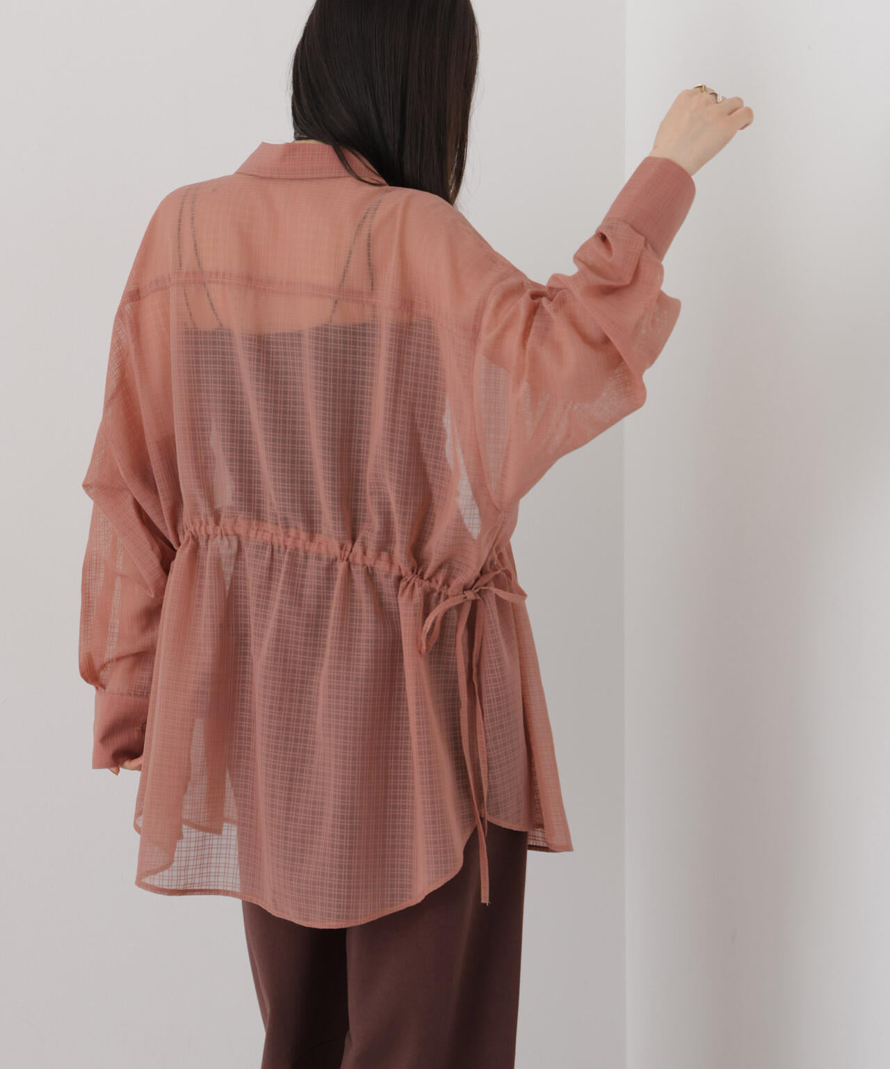 シアーチェックドロストシャツ 6736220303
