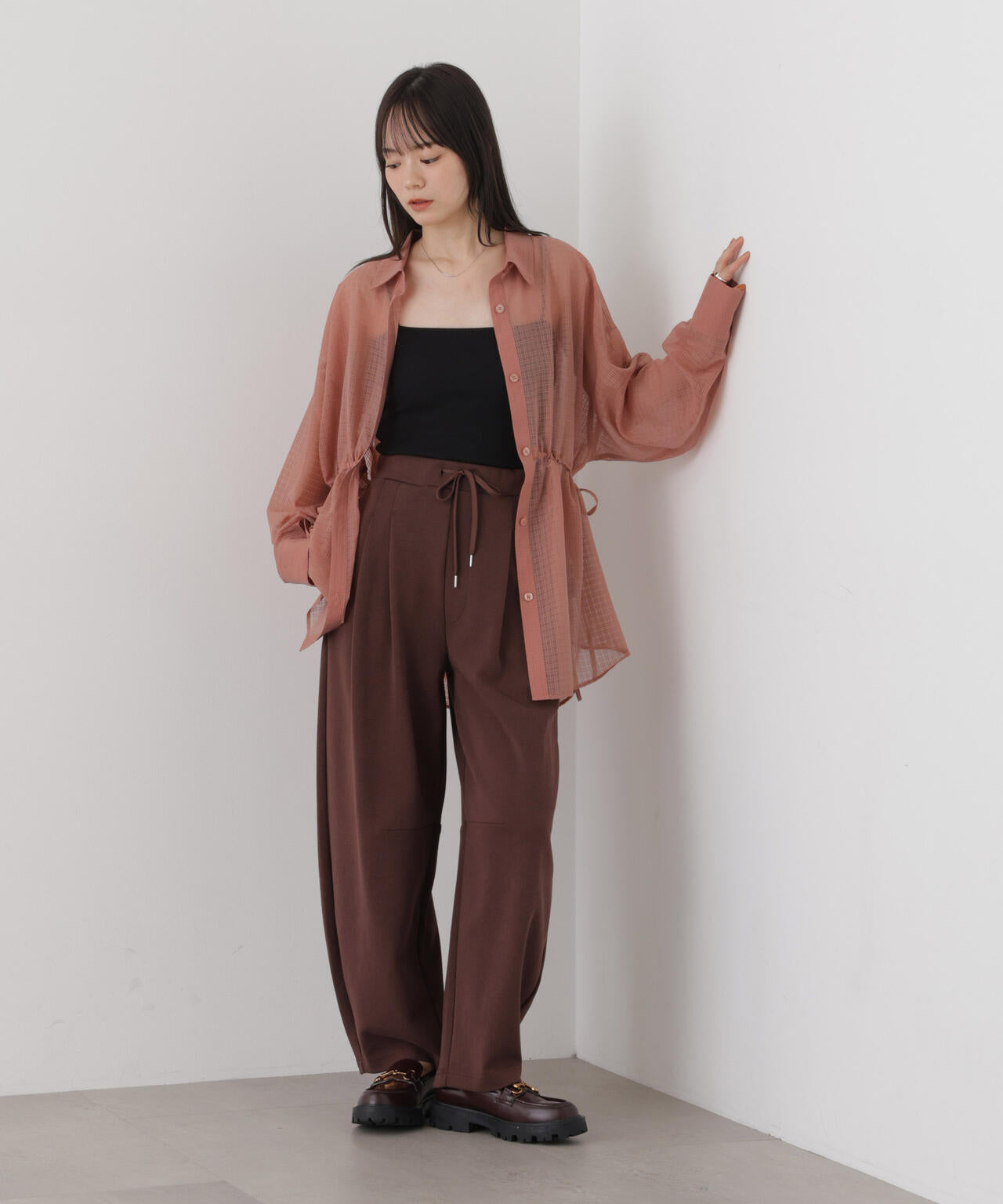 シアーチェックドロストシャツ 6736220303