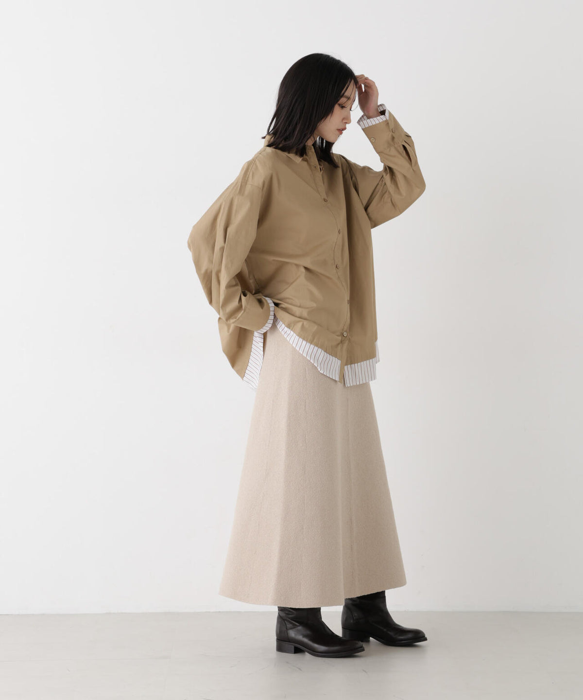 レイヤードライクワイドシルエットシャツ 6736220308