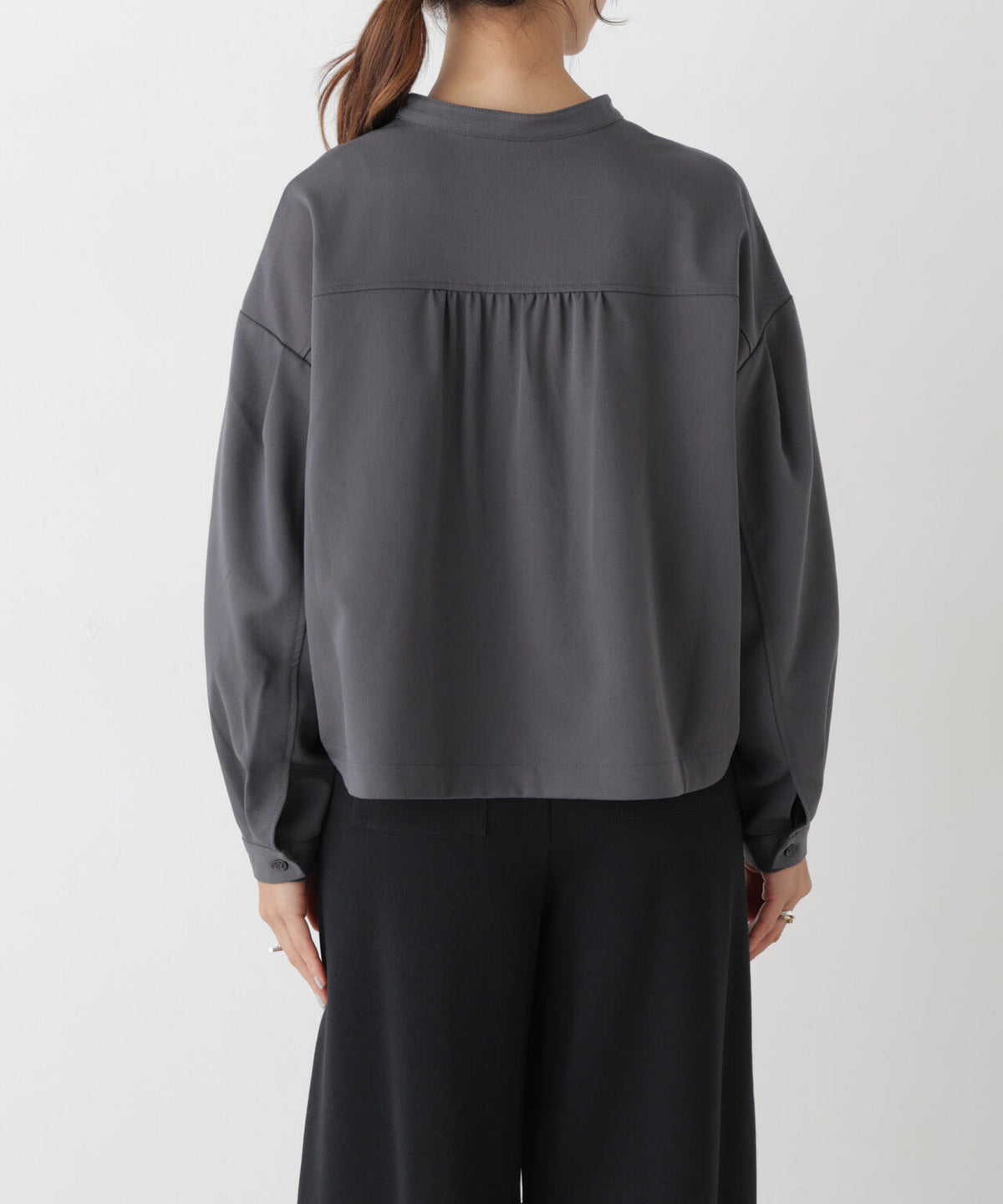 スキッパークロップドツイルシャツ(セットアップ可) 6736220309