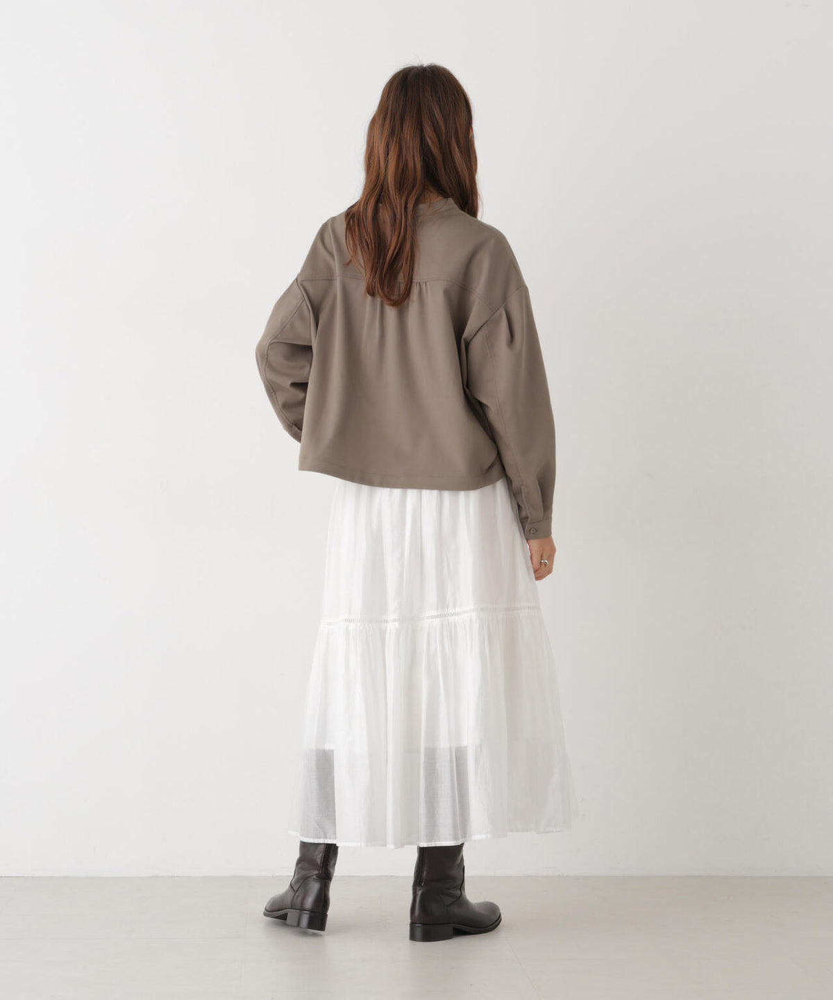 スキッパークロップドツイルシャツ(セットアップ可) 6736220309