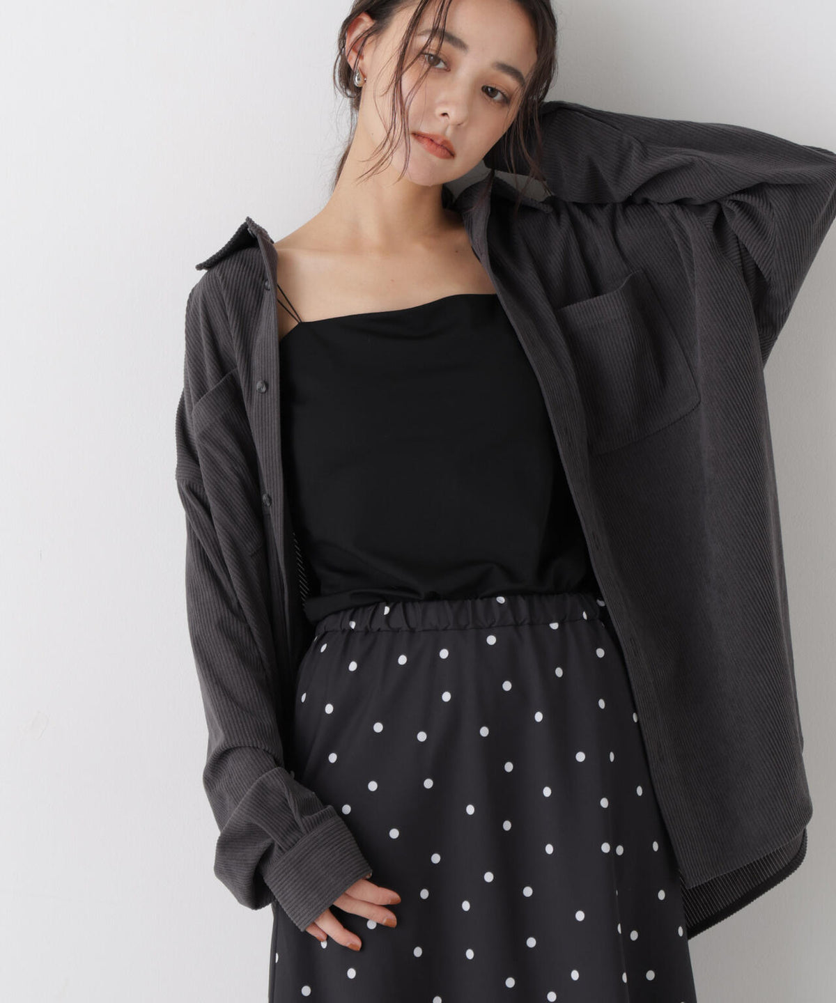 ソフトコーデュロイワイドシルエットシャツ(セットアップ可) 6736220314