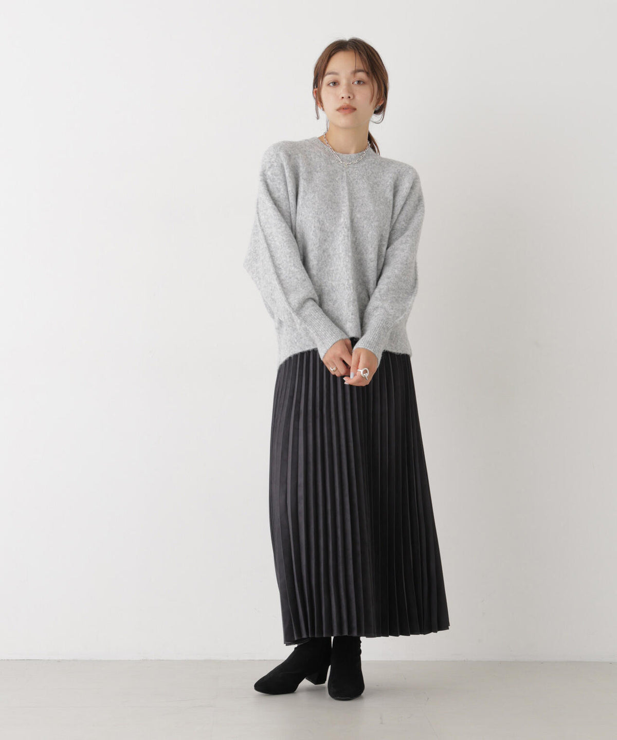 圧縮ドルマンニットクルーネックプルオーバー 6736222300