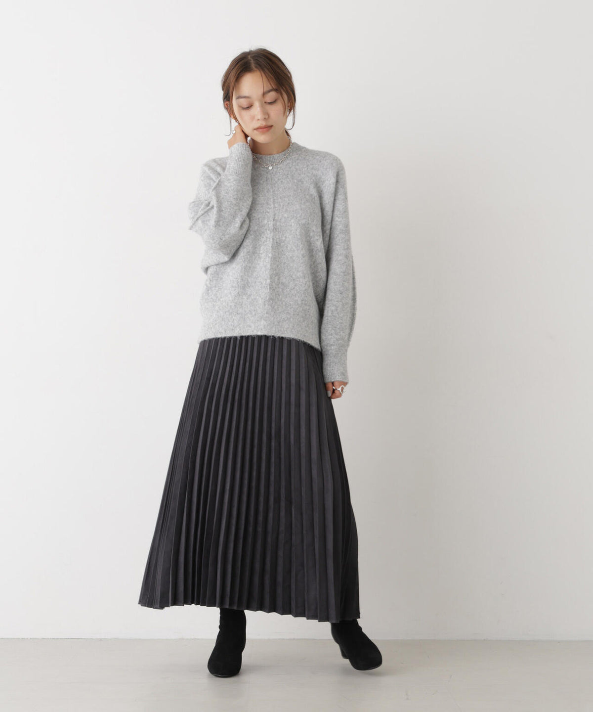 圧縮ドルマンニットクルーネックプルオーバー 6736222300