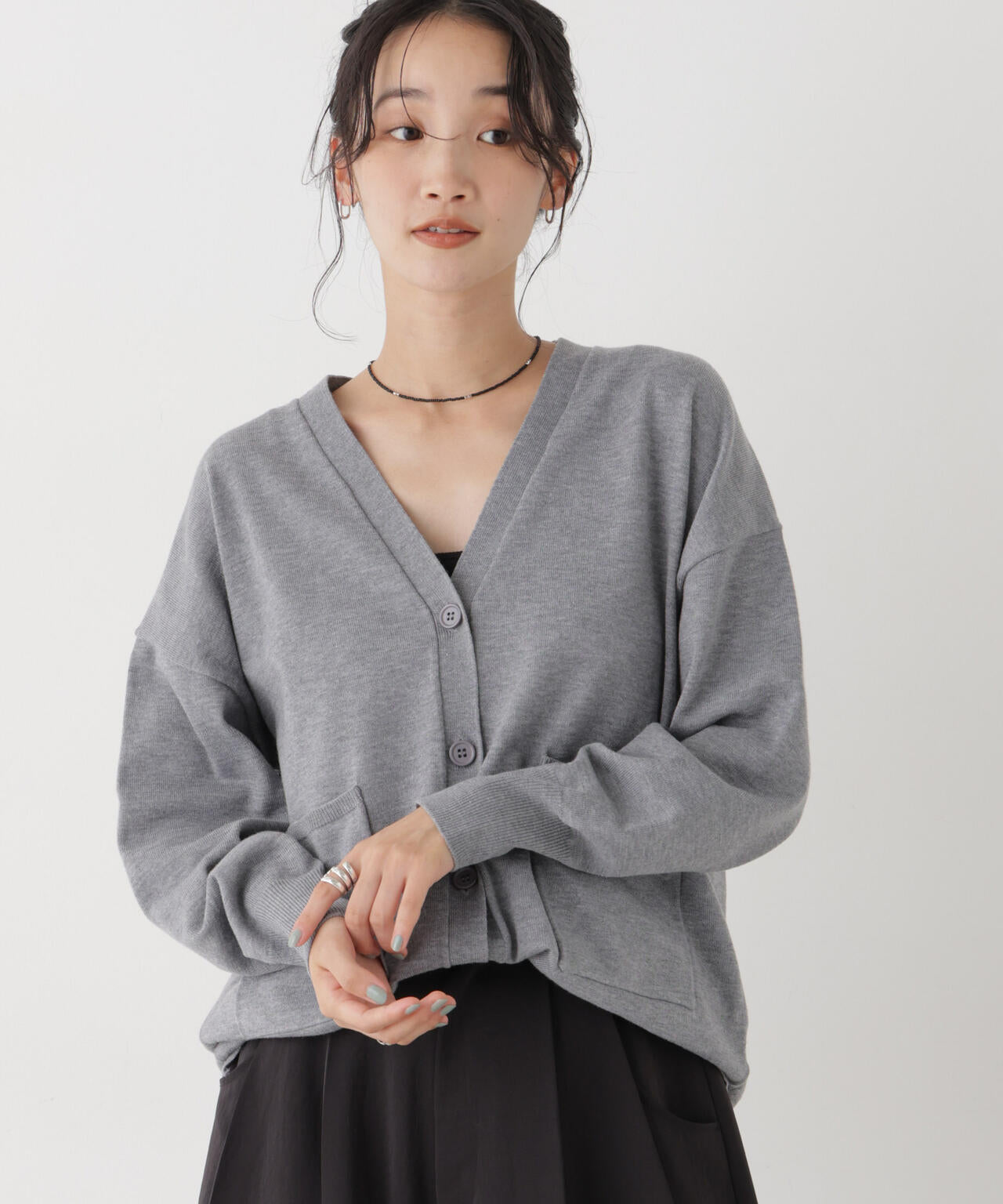 毛玉ができにくいニット Vネックワイドカーディガン(セットアップ可) 6736222317