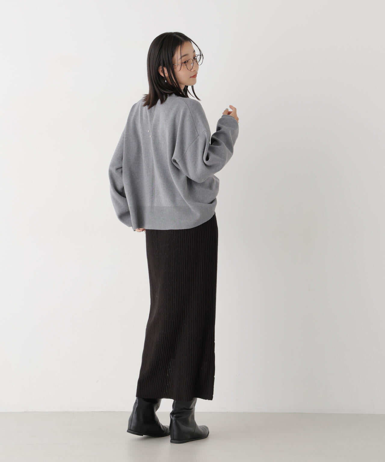 毛玉ができにくいニット クルーネックワイドトップス(セットアップ可) 6736222318