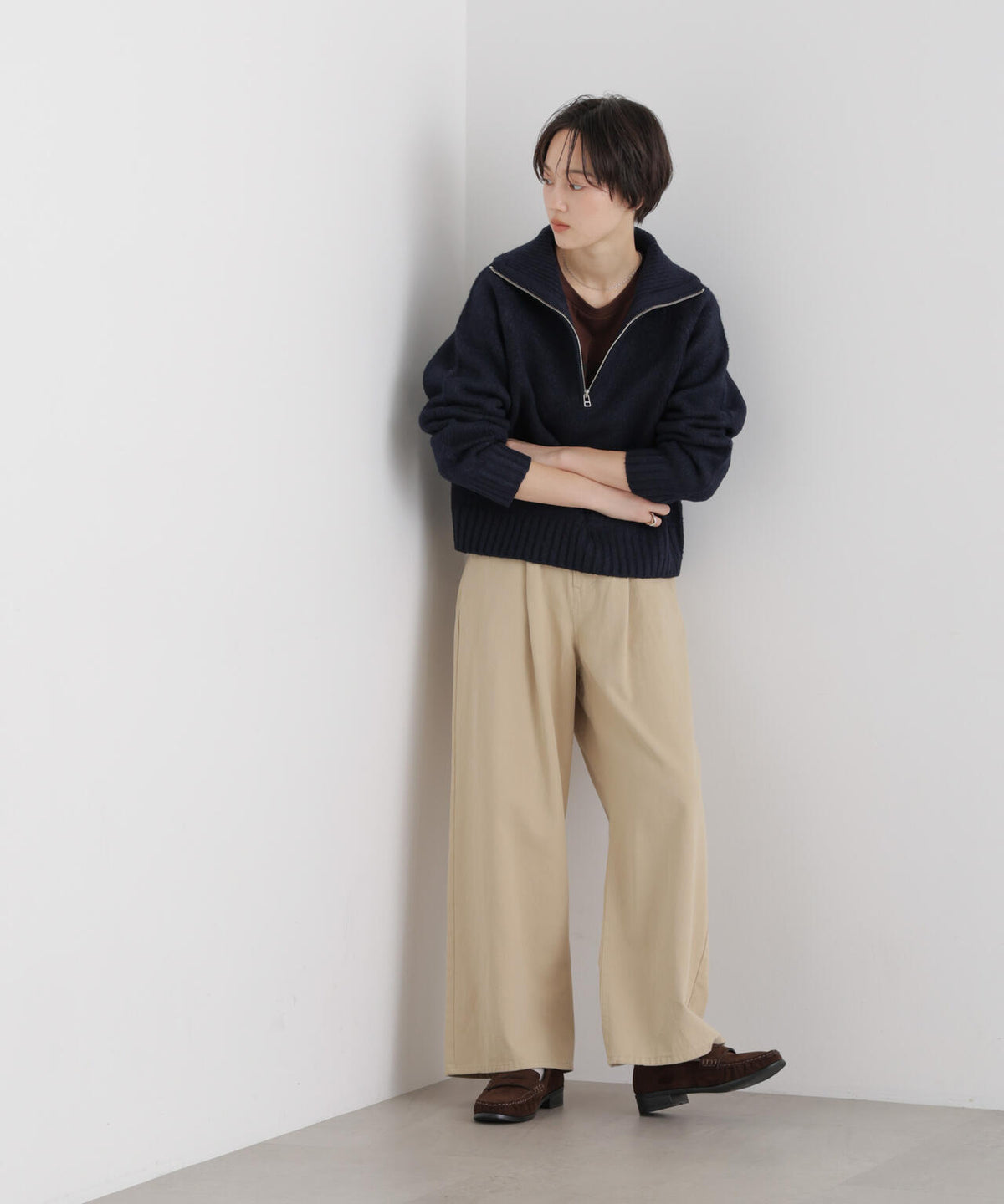 ハーフジップニットプルオーバー 6736222322