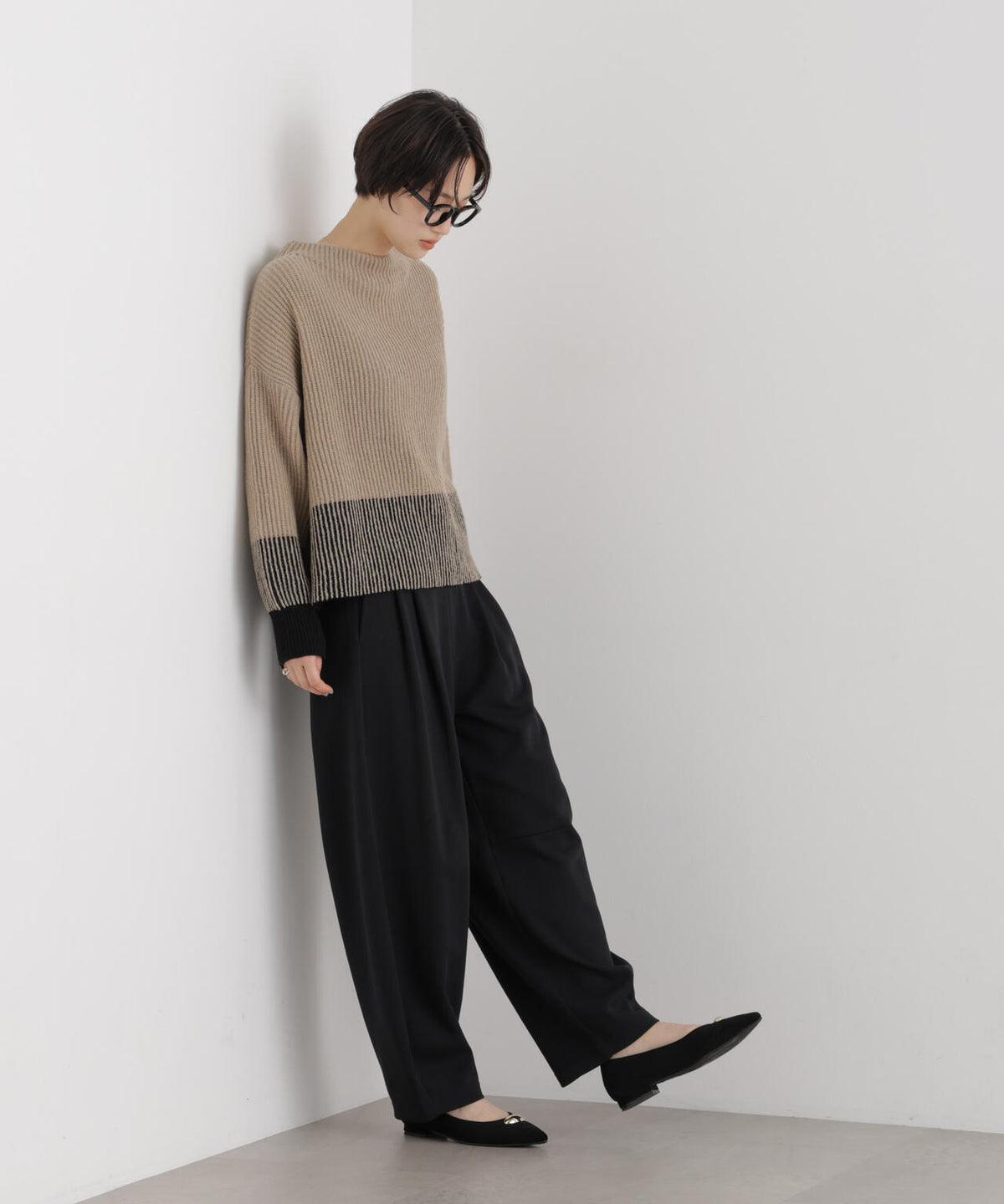 シャドーストライプニットプルオーバー 6736222323