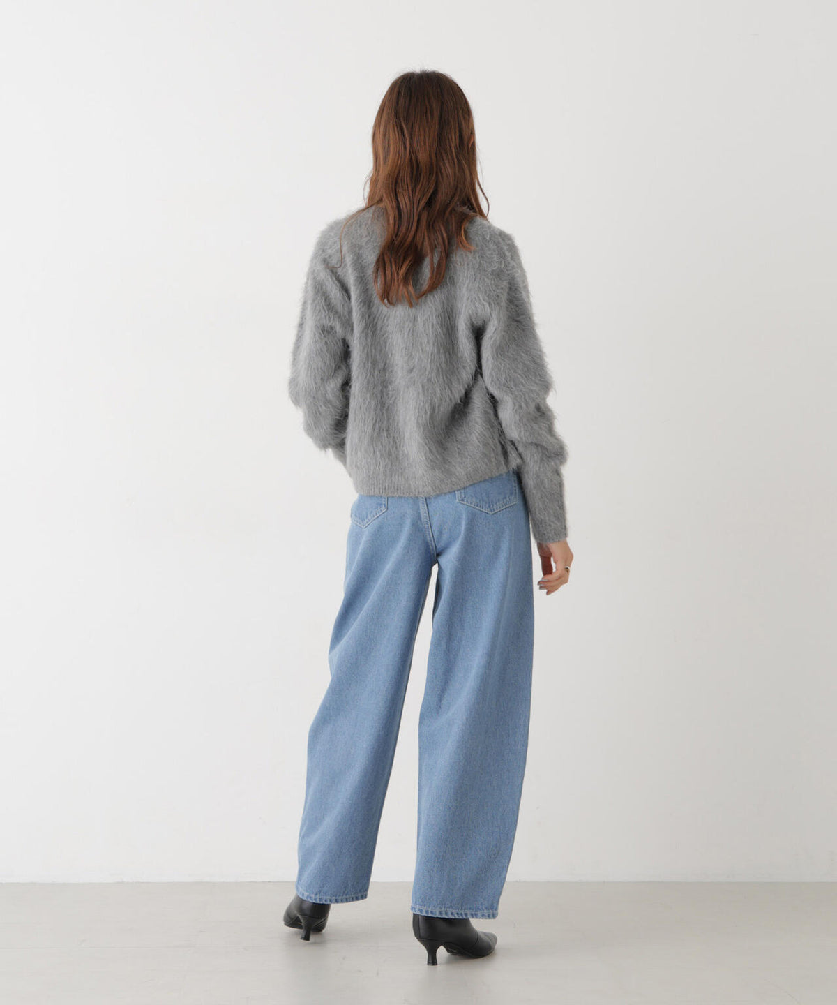 起毛シャギーニットクルーネックカーディガン 6736222329