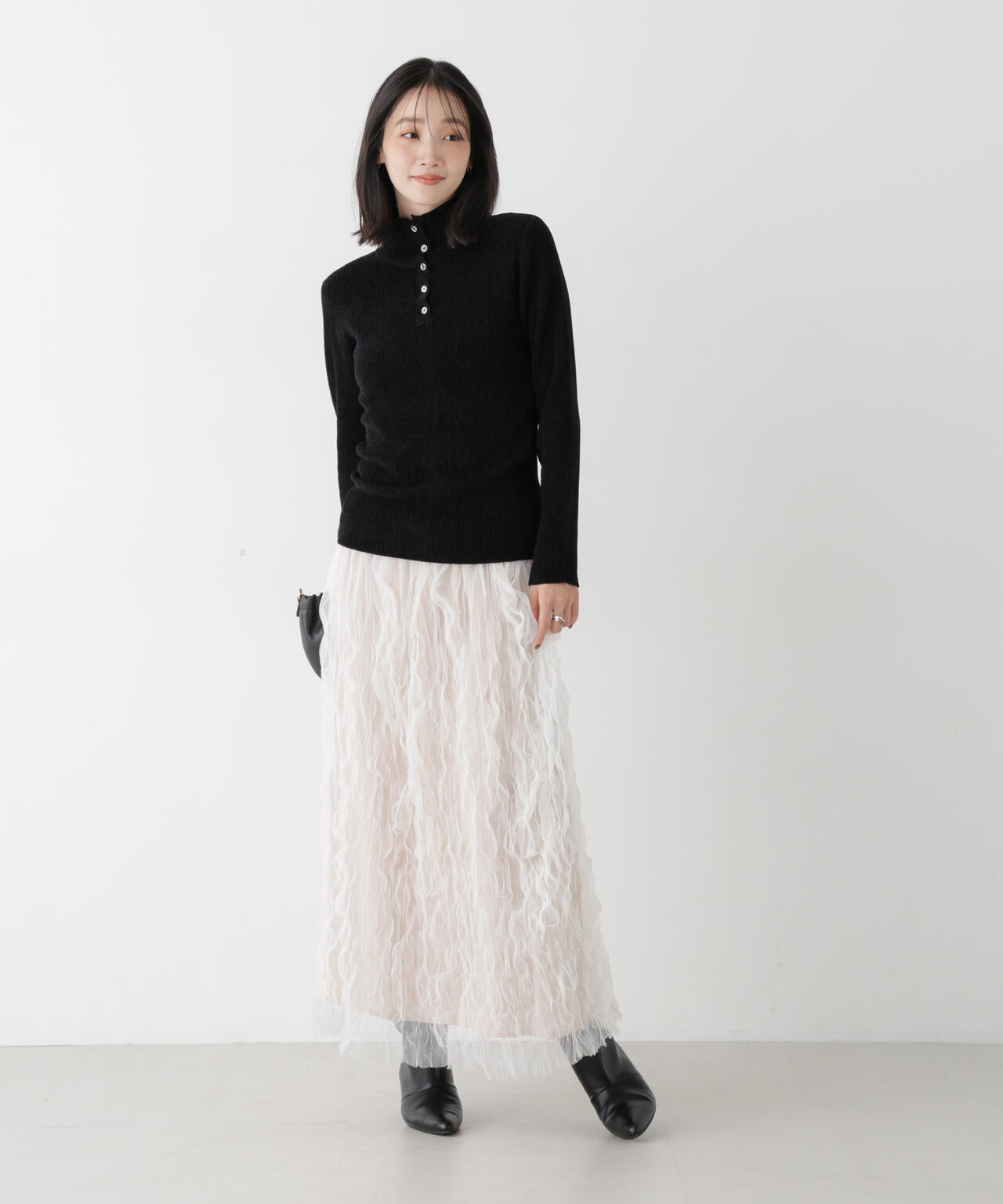 前後2wayボタンネックベロアモールニット 6736222343