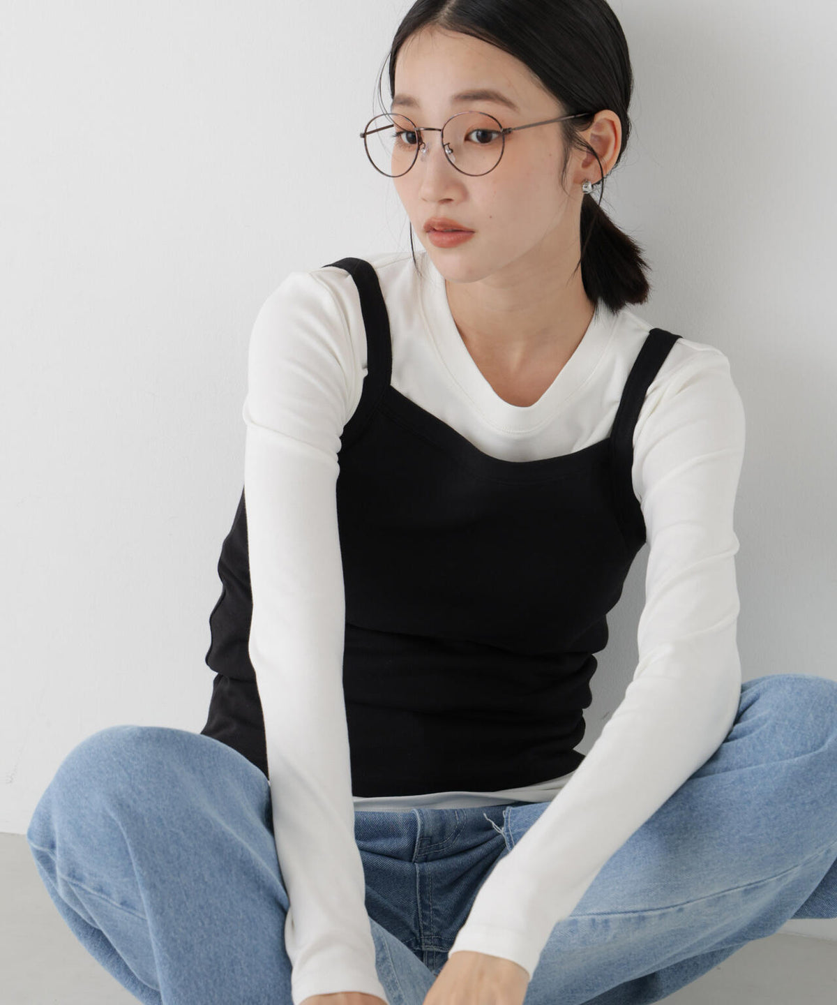 WEB限定/ロンT×キャミ カットレイヤードアンサンブルセット 6736223309
