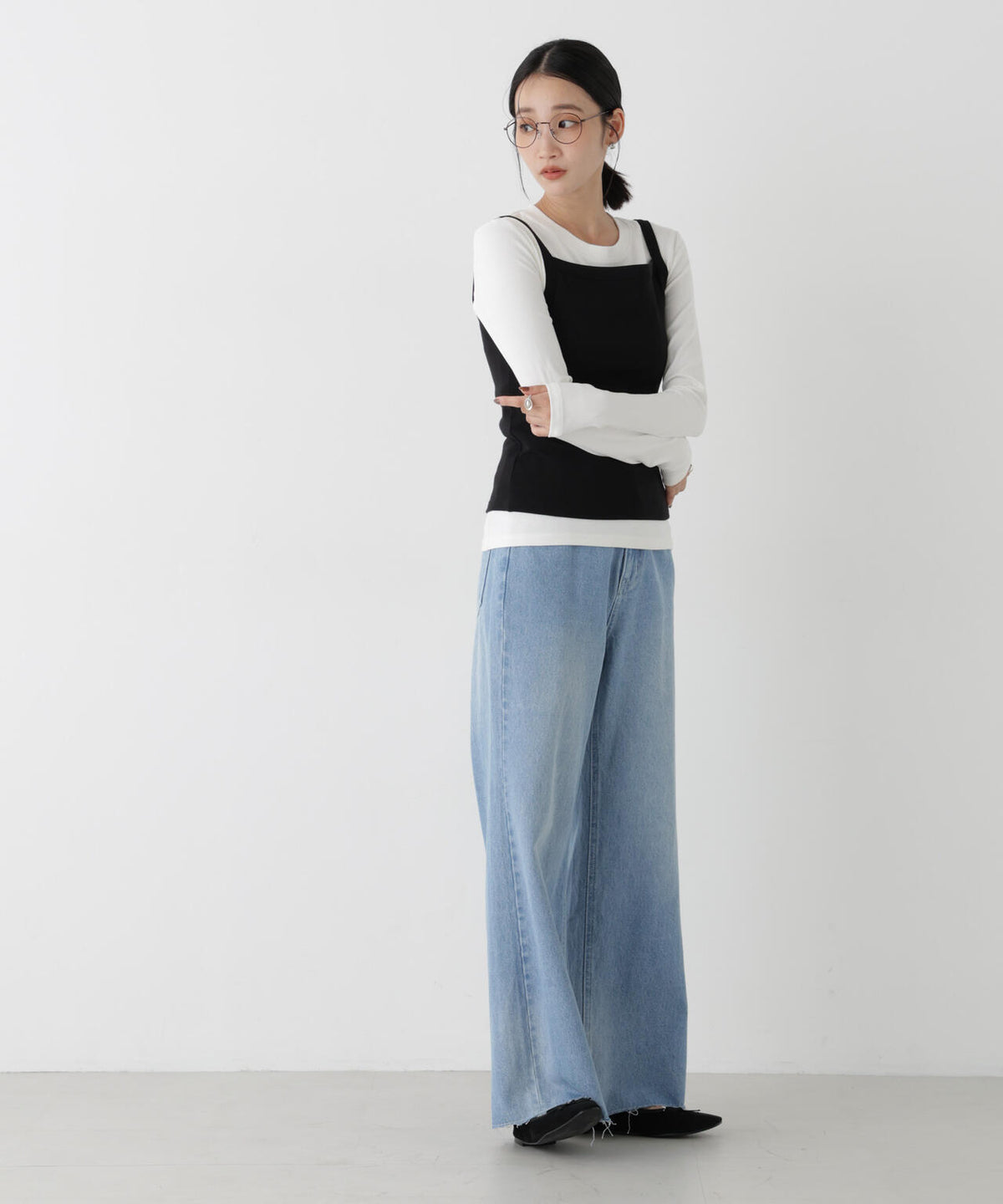 WEB限定/ロンT×キャミ カットレイヤードアンサンブルセット 6736223309