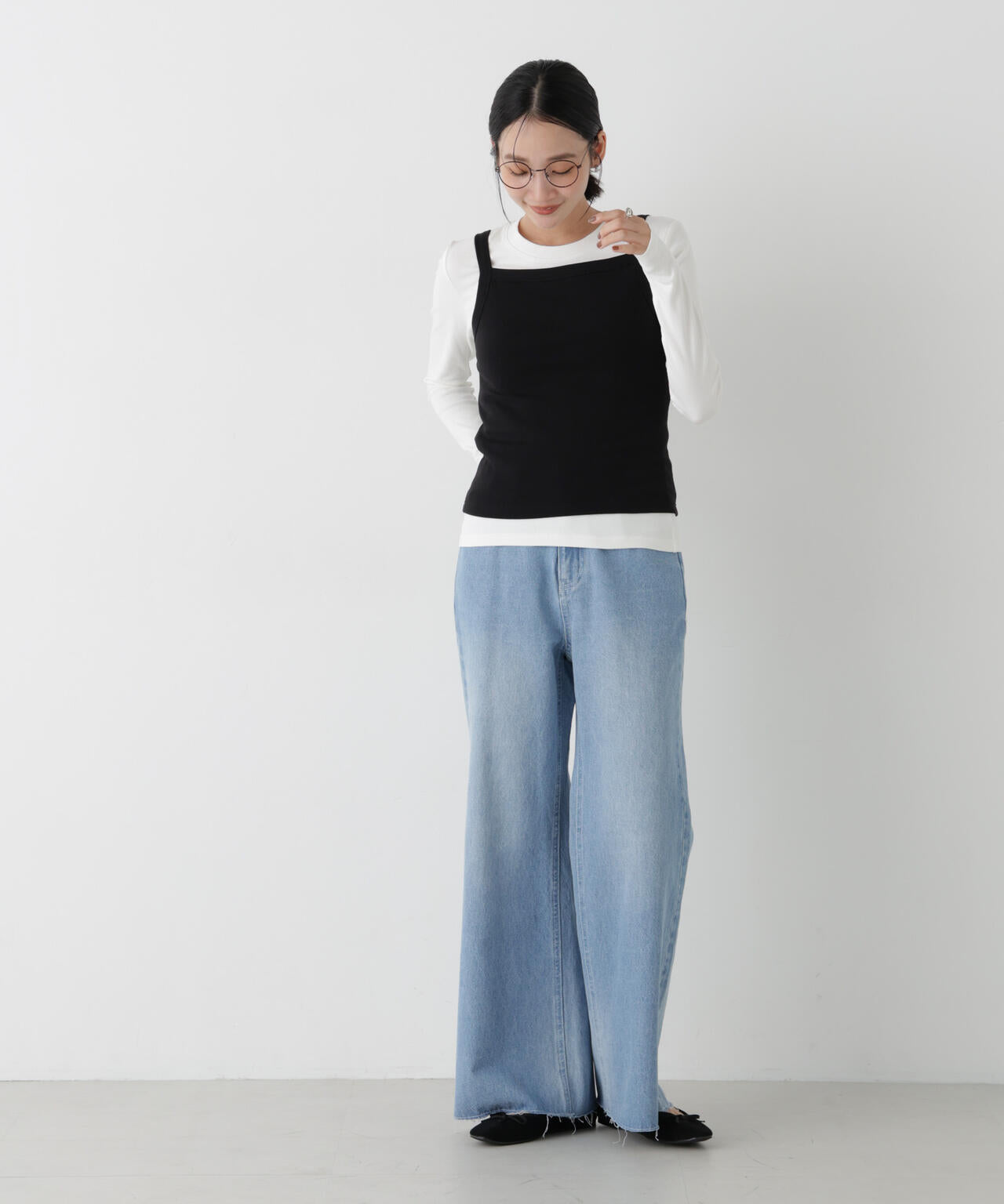 WEB限定/ロンT×キャミ カットレイヤードアンサンブルセット 6736223309