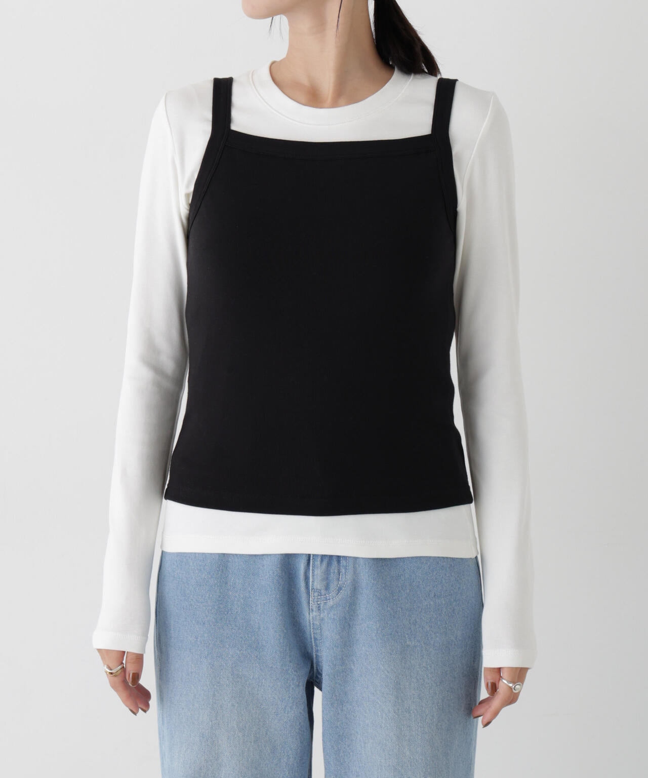 WEB限定/ロンT×キャミ カットレイヤードアンサンブルセット 6736223309