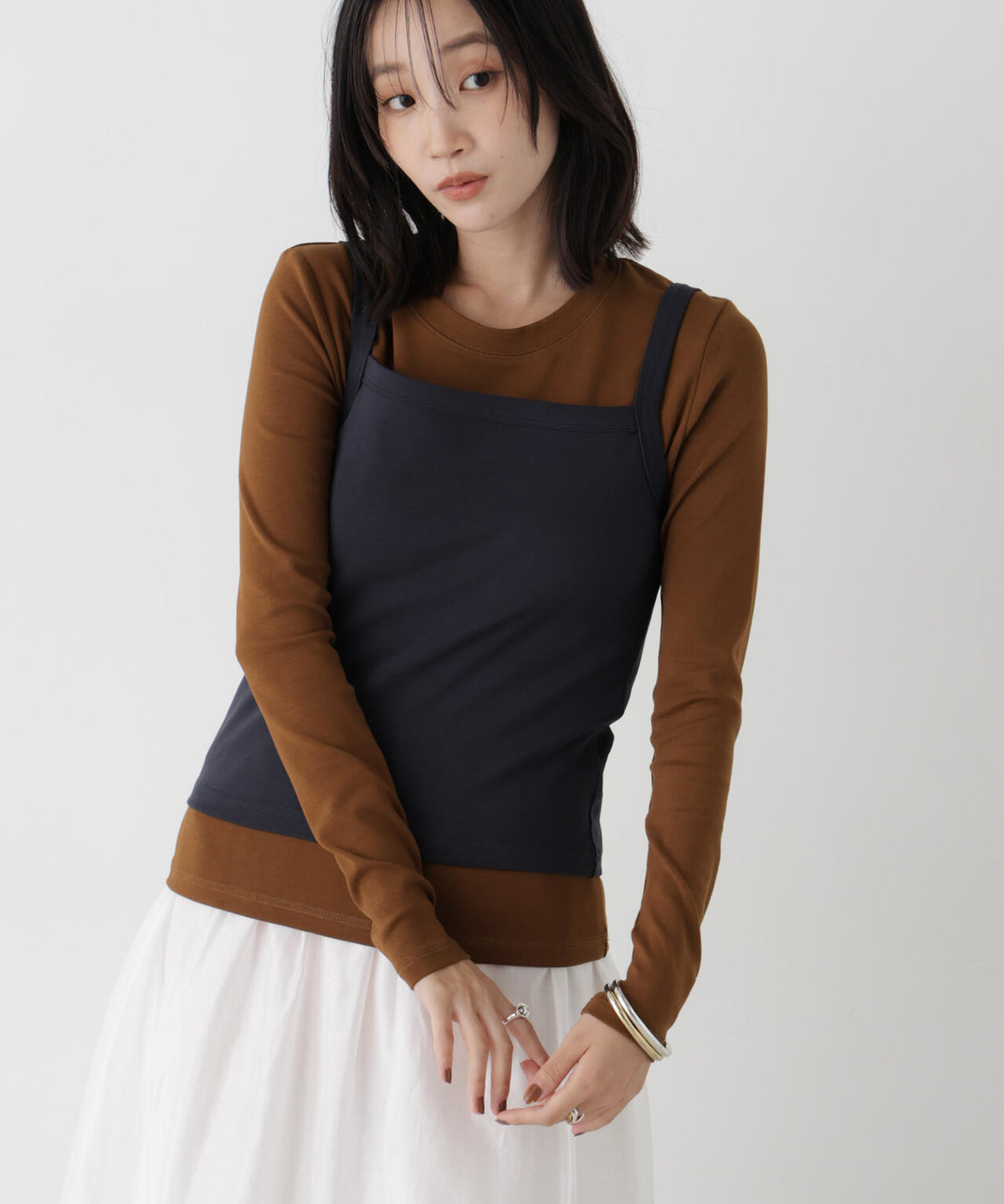 WEB限定/ロンT×キャミ カットレイヤードアンサンブルセット 6736223309