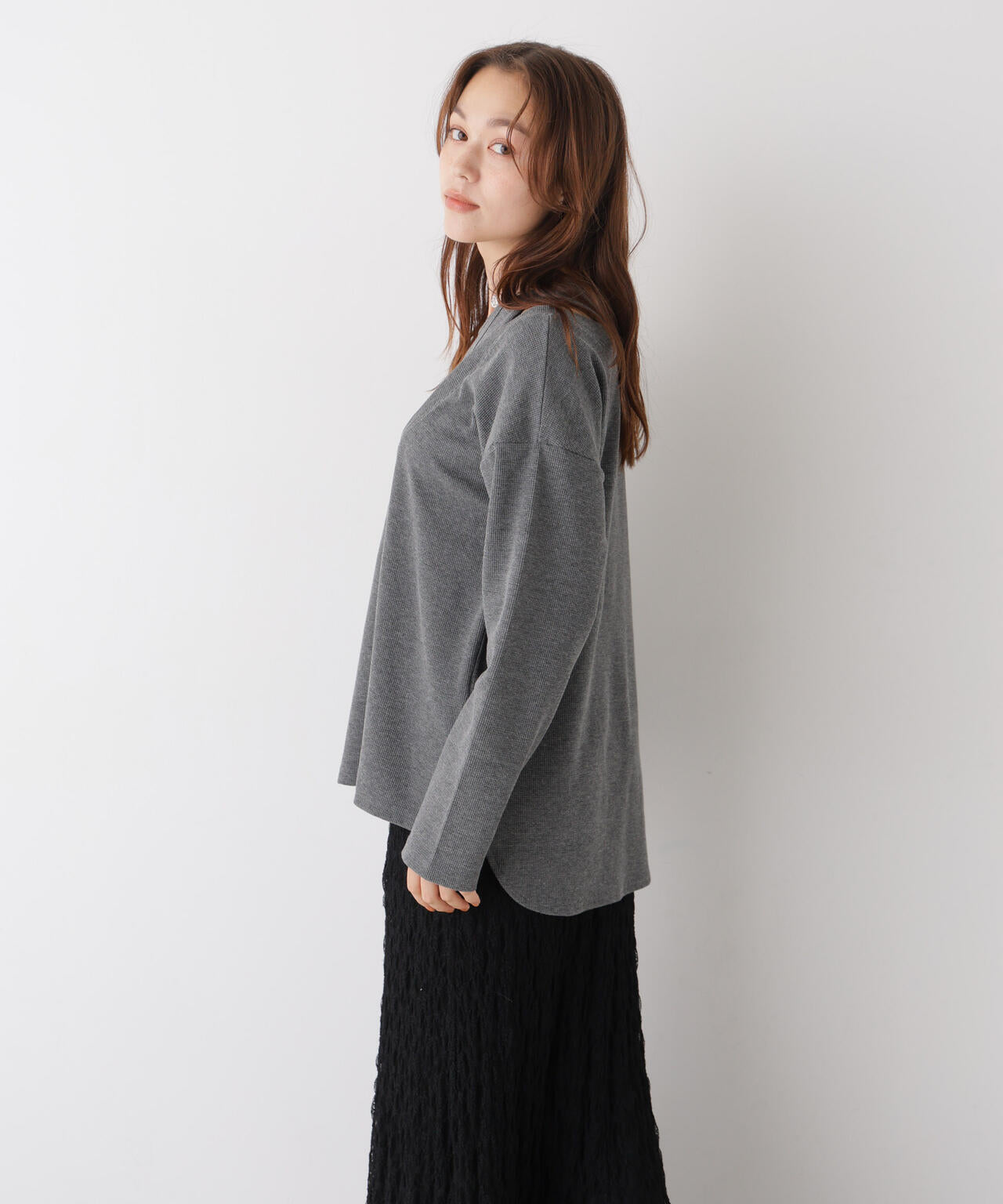 フェイクレイヤードワッフルカットトップス 6736223312