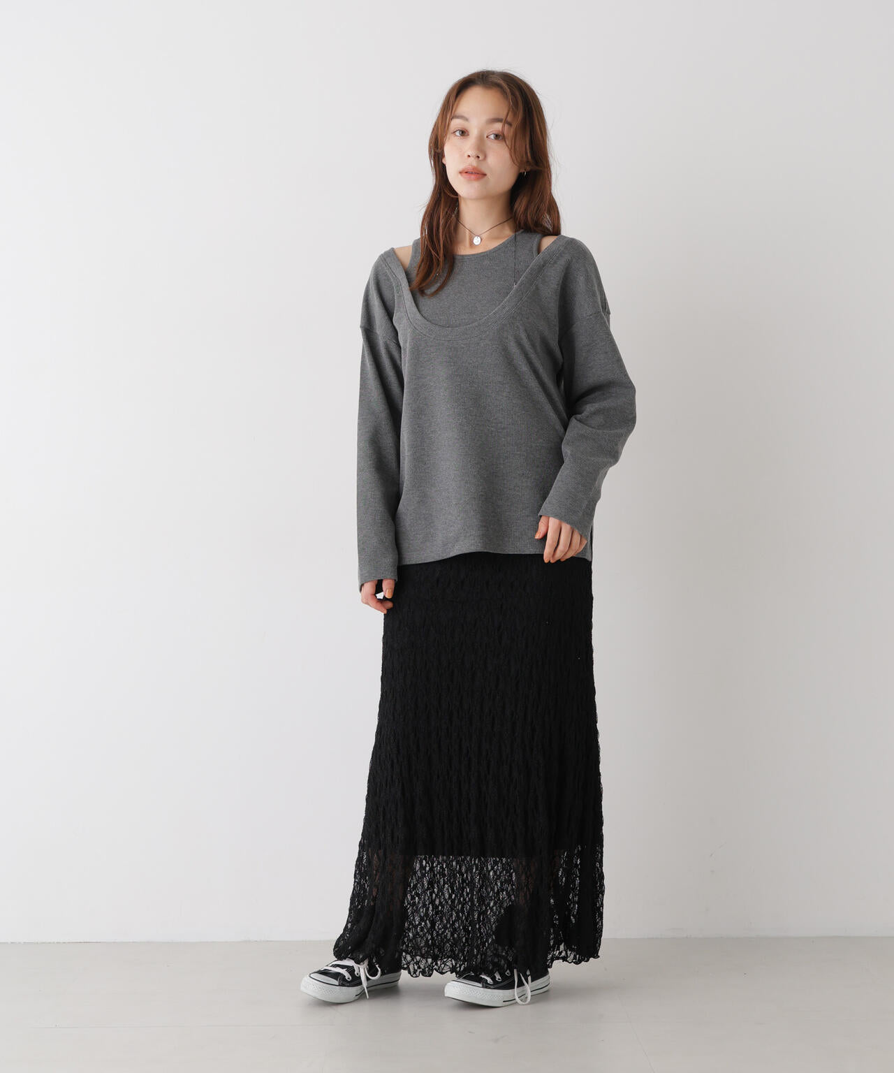フェイクレイヤードワッフルカットトップス 6736223312