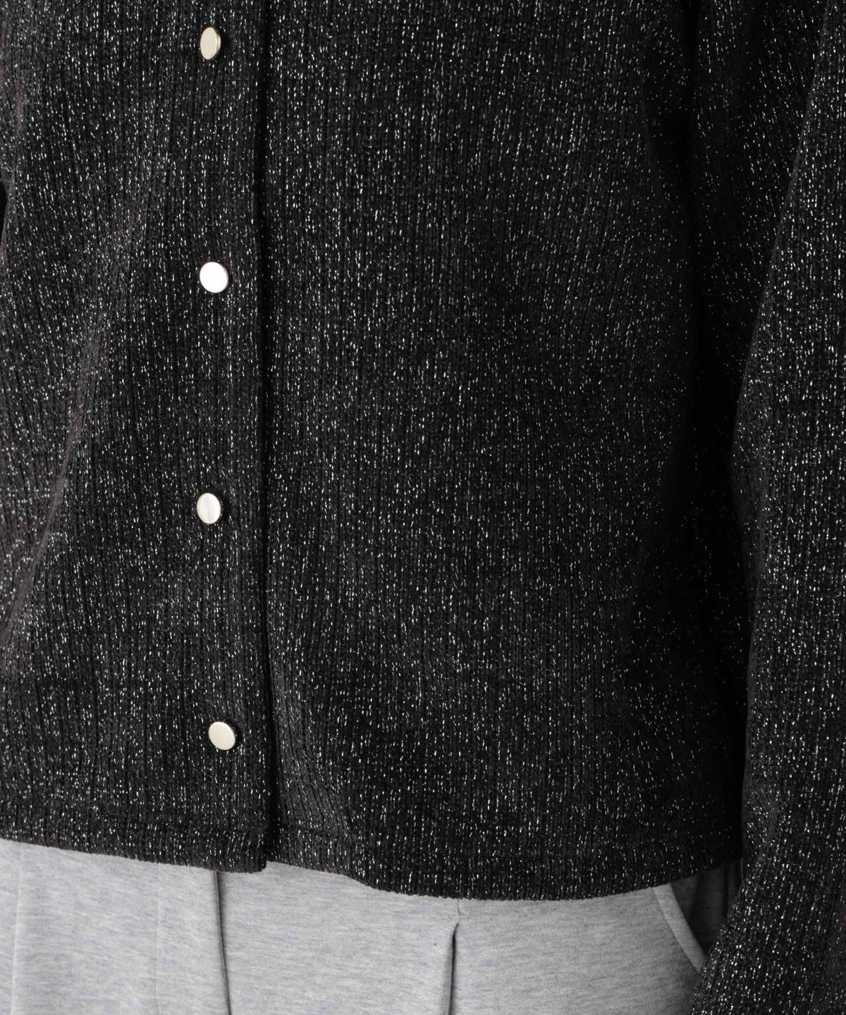 ラメニットソー前後2wayクルーネックカーディガン 6736223320
