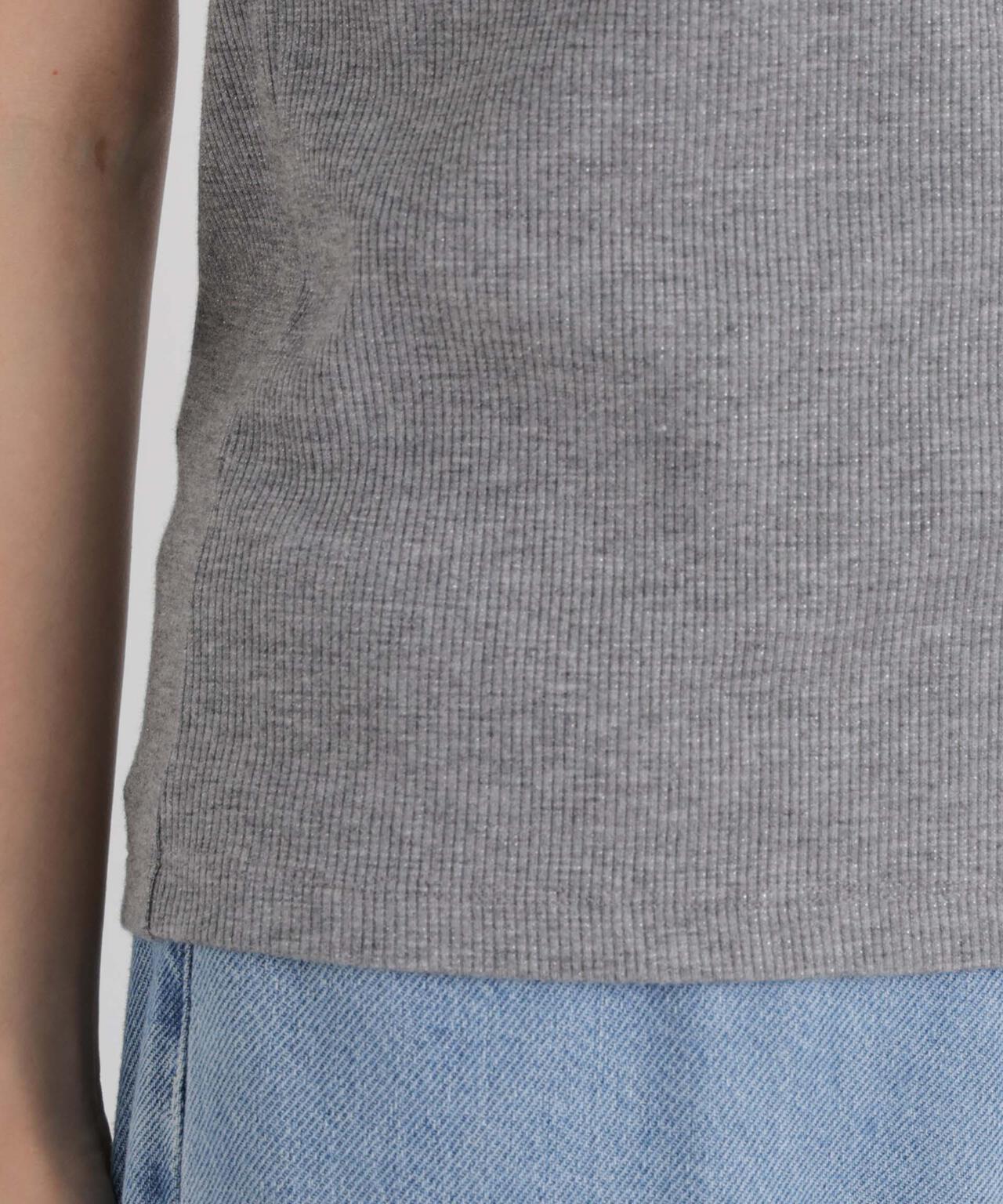 ラメリブカットクルーネックTシャツ 6736224308