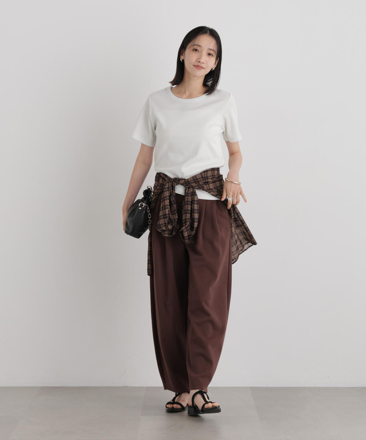 ラメリブカットクルーネックTシャツ 6736224308