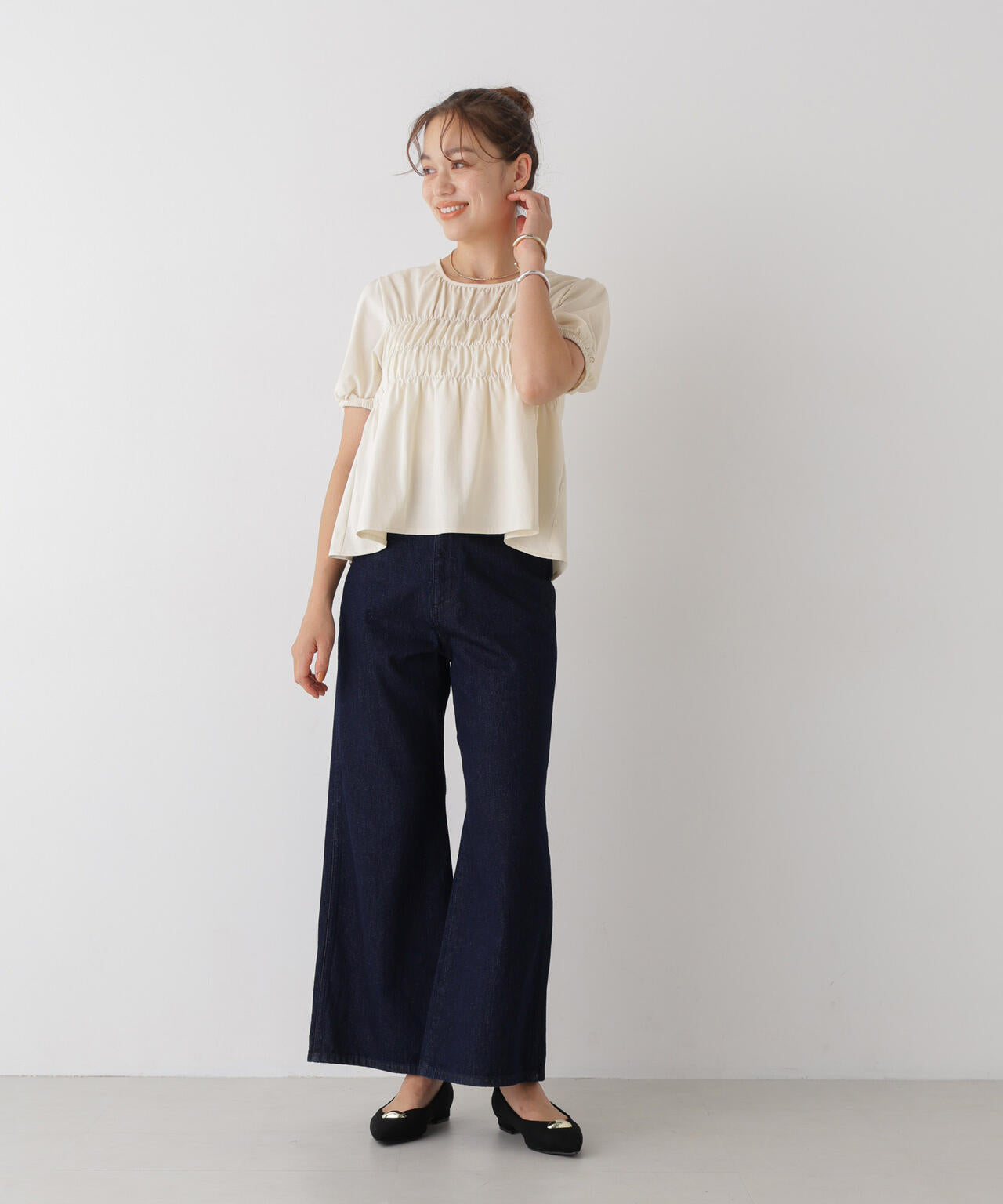 フロントシャーリングカットトップス 6736224311