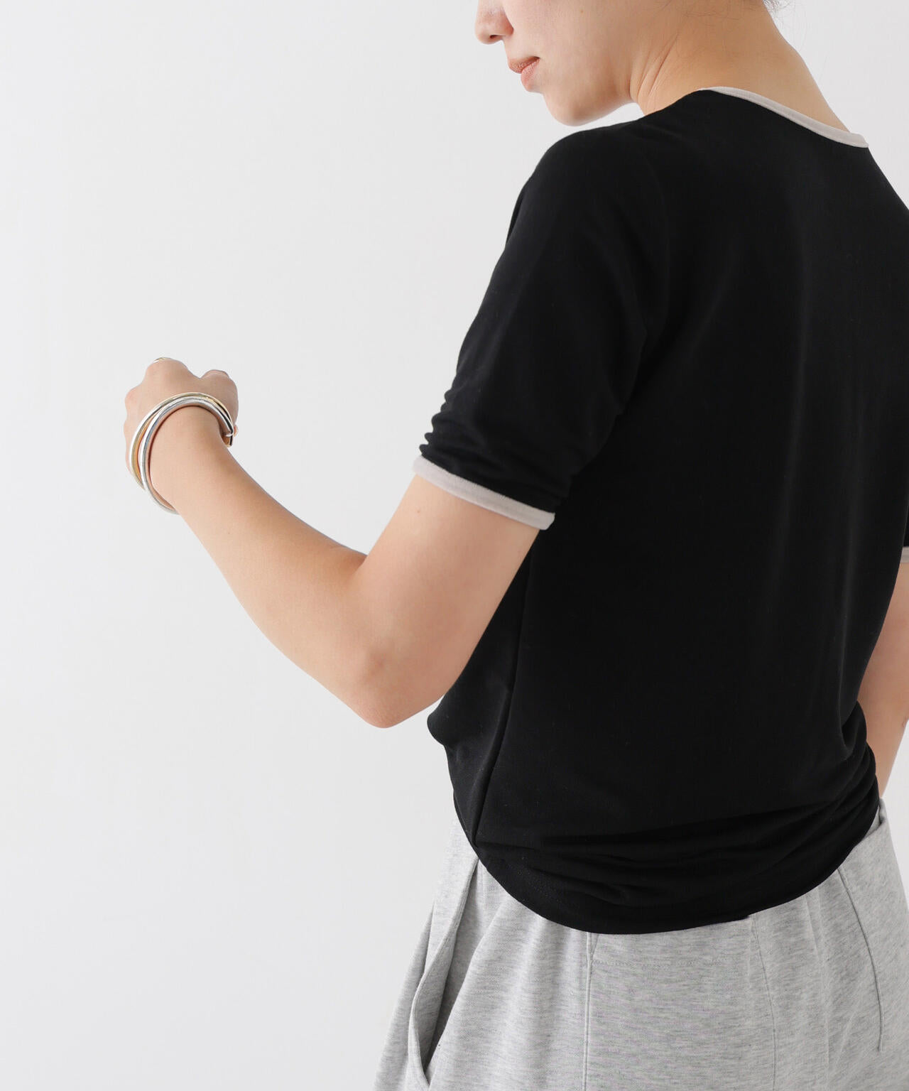 WEB限定/ベロアパイピングリンガーTシャツ 6736224313
